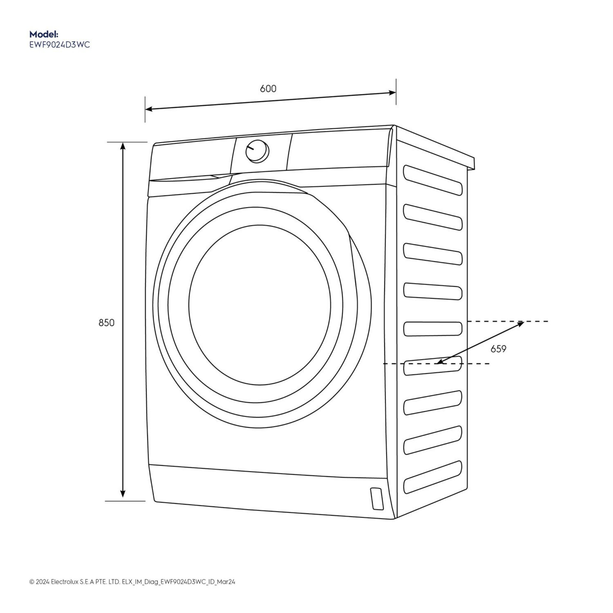 Electrolux 9kg UltimateCare 300 Front Load Inverter Washer (EWF9024D3WC)