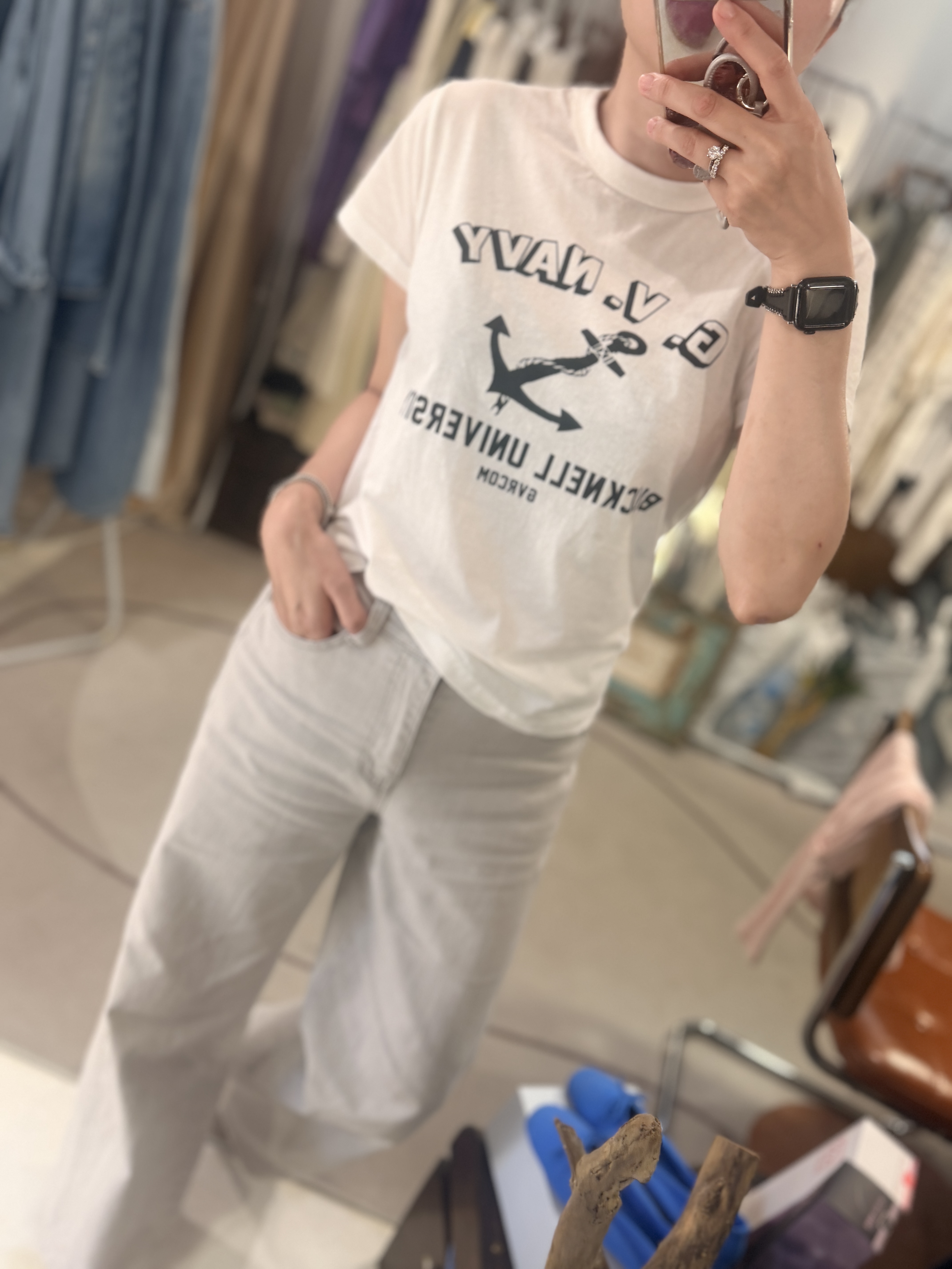 Navy printed tee
