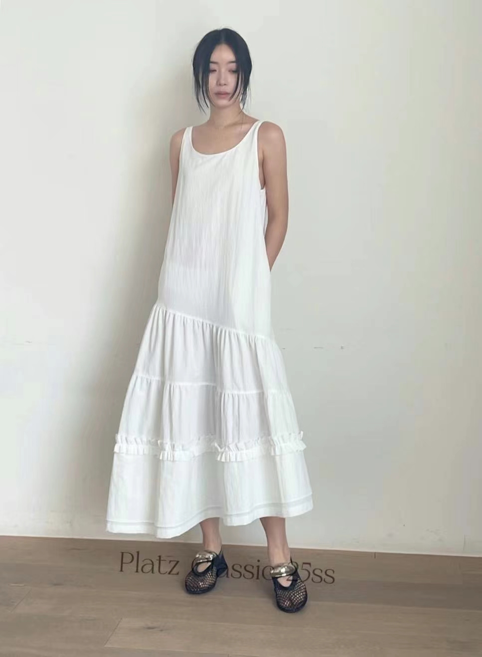 Sleeveless Tiered Maxi Dress ‖ 层次感拼接无袖长洋连身裙 KR02155725