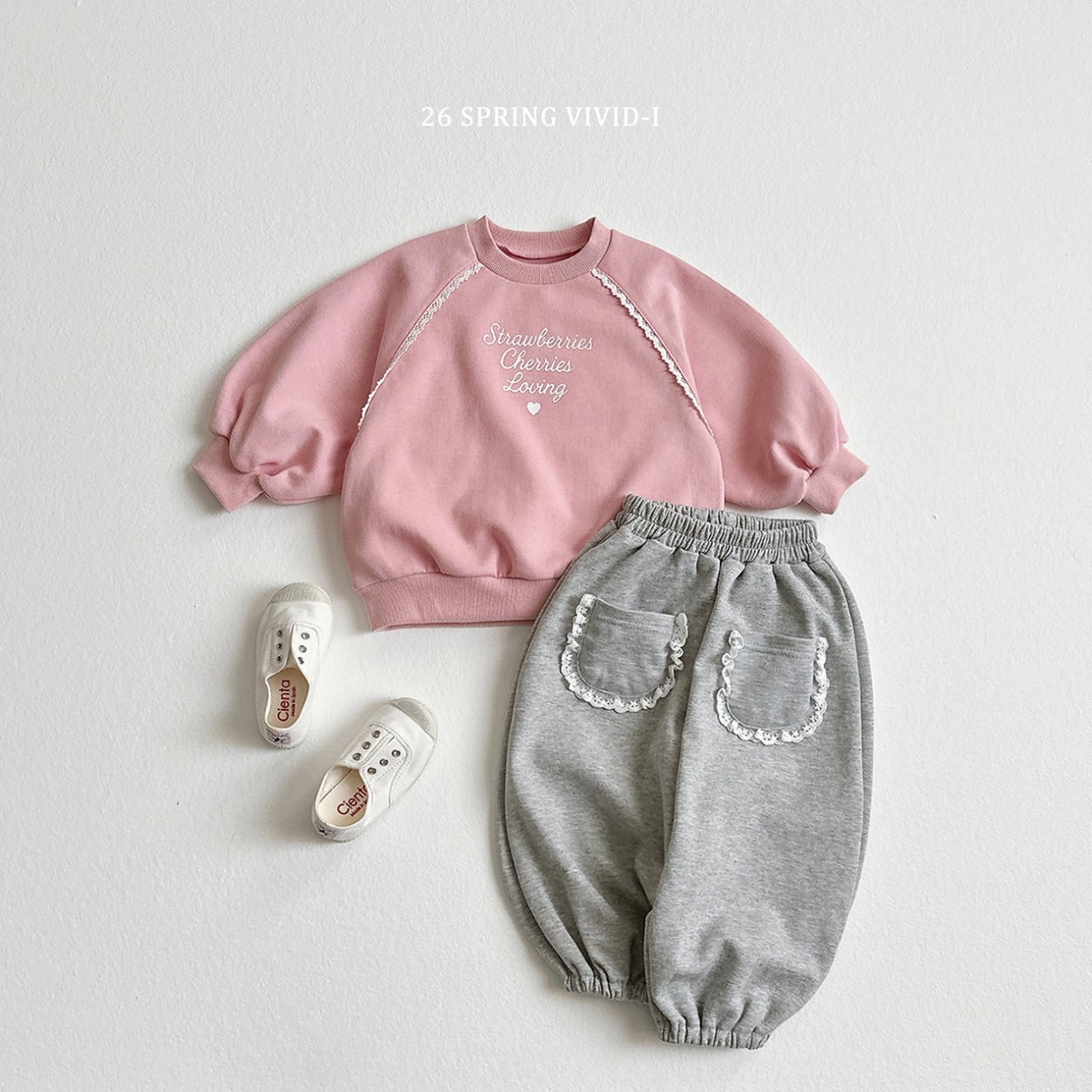 🌸預訂 韓國直送🌸🇰🇷VIVIDI兩色蕾絲口袋寬鬆束腳運動褲