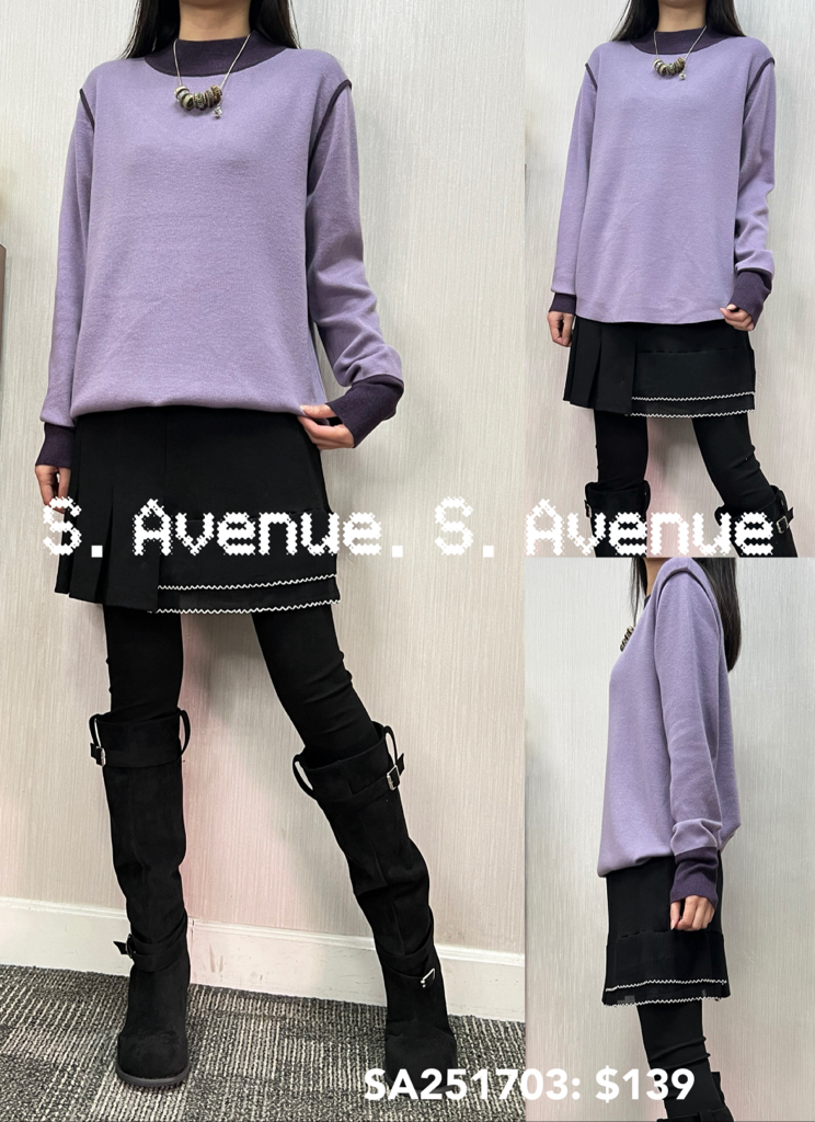 SA251703: 長袖企領撞色邊軟冷top