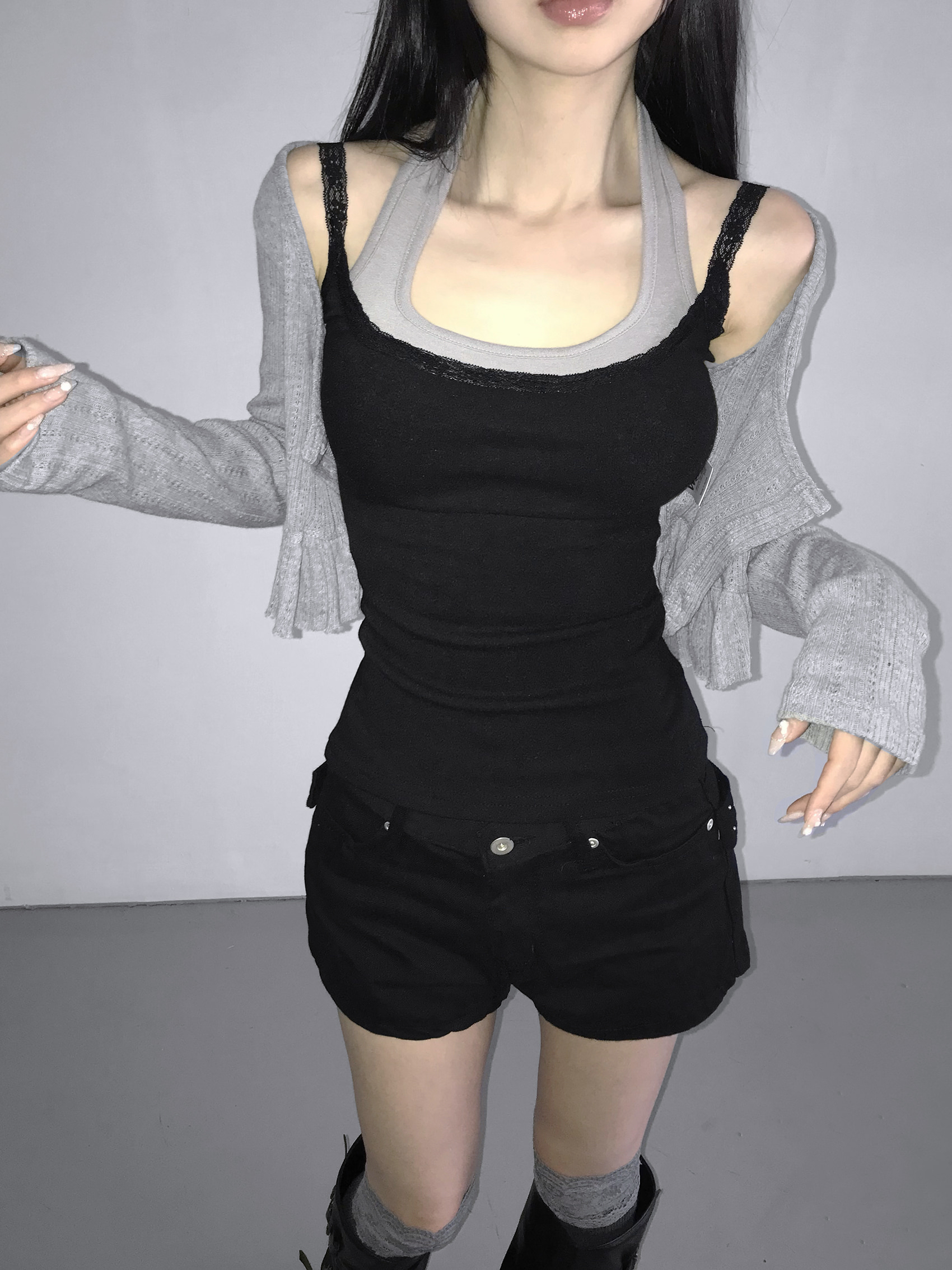 Grommet Belt Mini Shorts