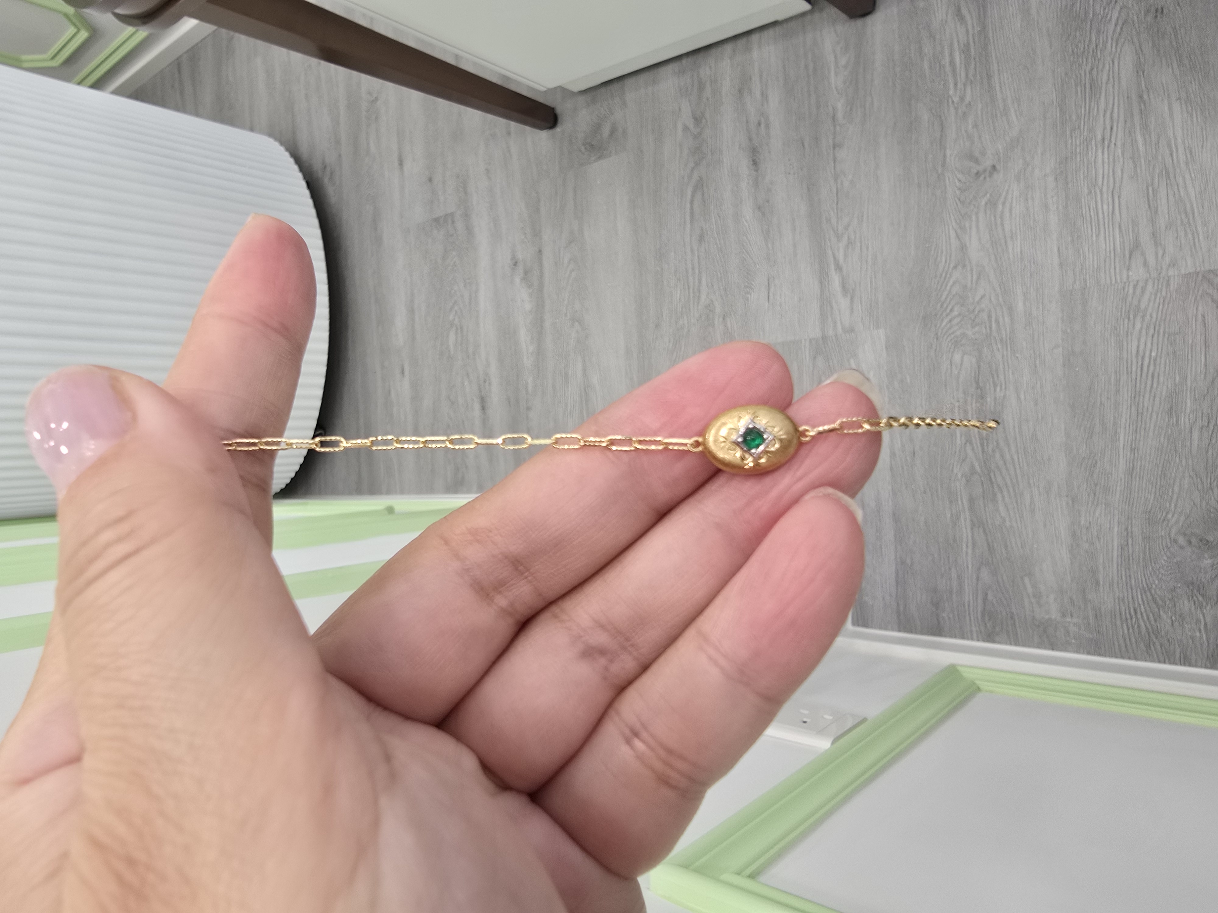 18K 祖母綠拉絲手鏈 E0.06 W1.9