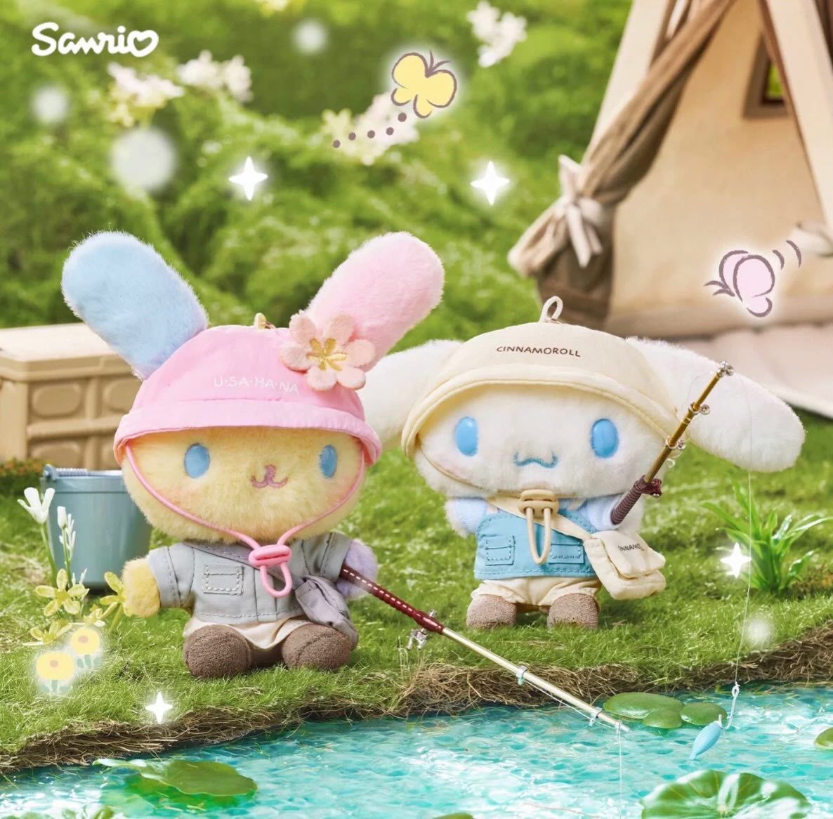  上海限定 Sanrio 春日露營系列新款公仔掛飾/長腿盒裝Kitty / Kitty涼感漁夫帽