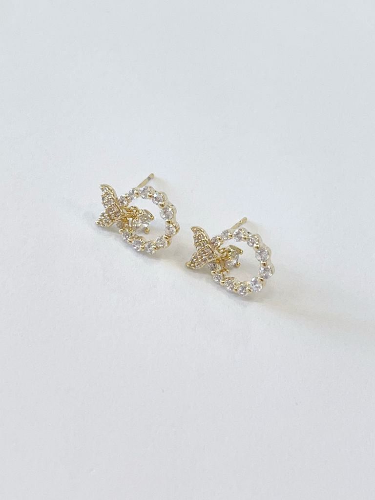 超闪满钻鱼尾圆环耳环