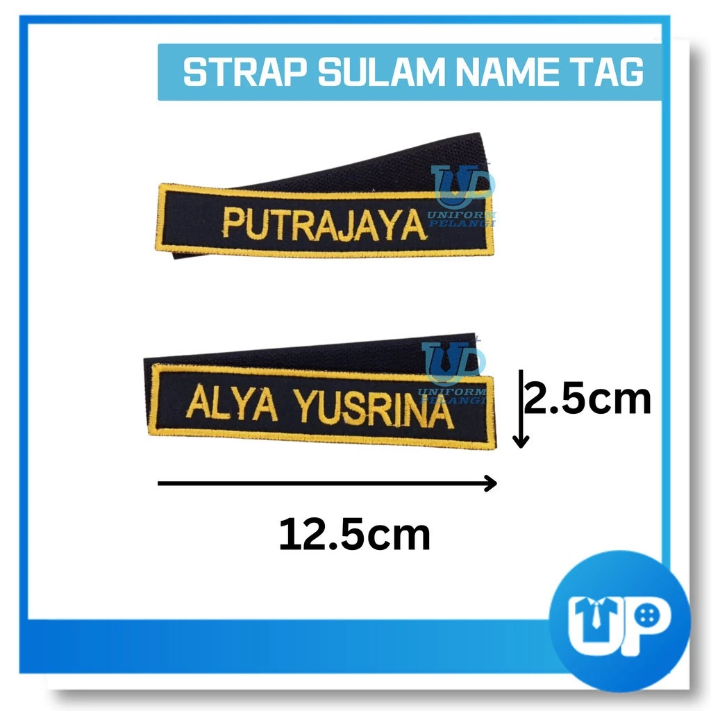 Nametag Sulam Velcro Strap (2.5cm x 12.5cm) Aktiviti Beruniform Embroidery Nametag