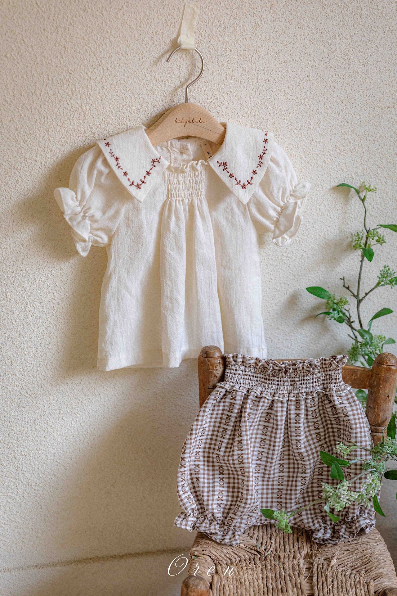 ☀️預訂 韓國直送☀️🇰🇷Oren Camille花卉刺繡翻領短袖上下套裝