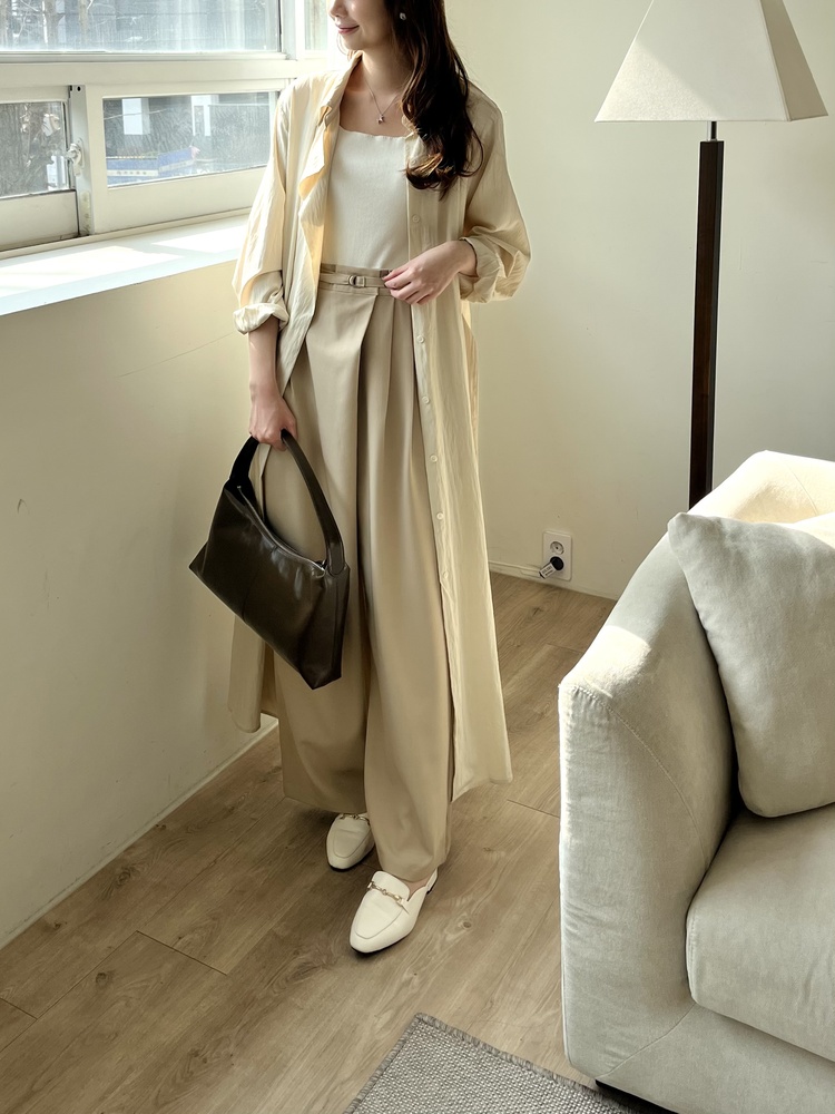 Asymmetric Wrap-Line Slacks (Beige)