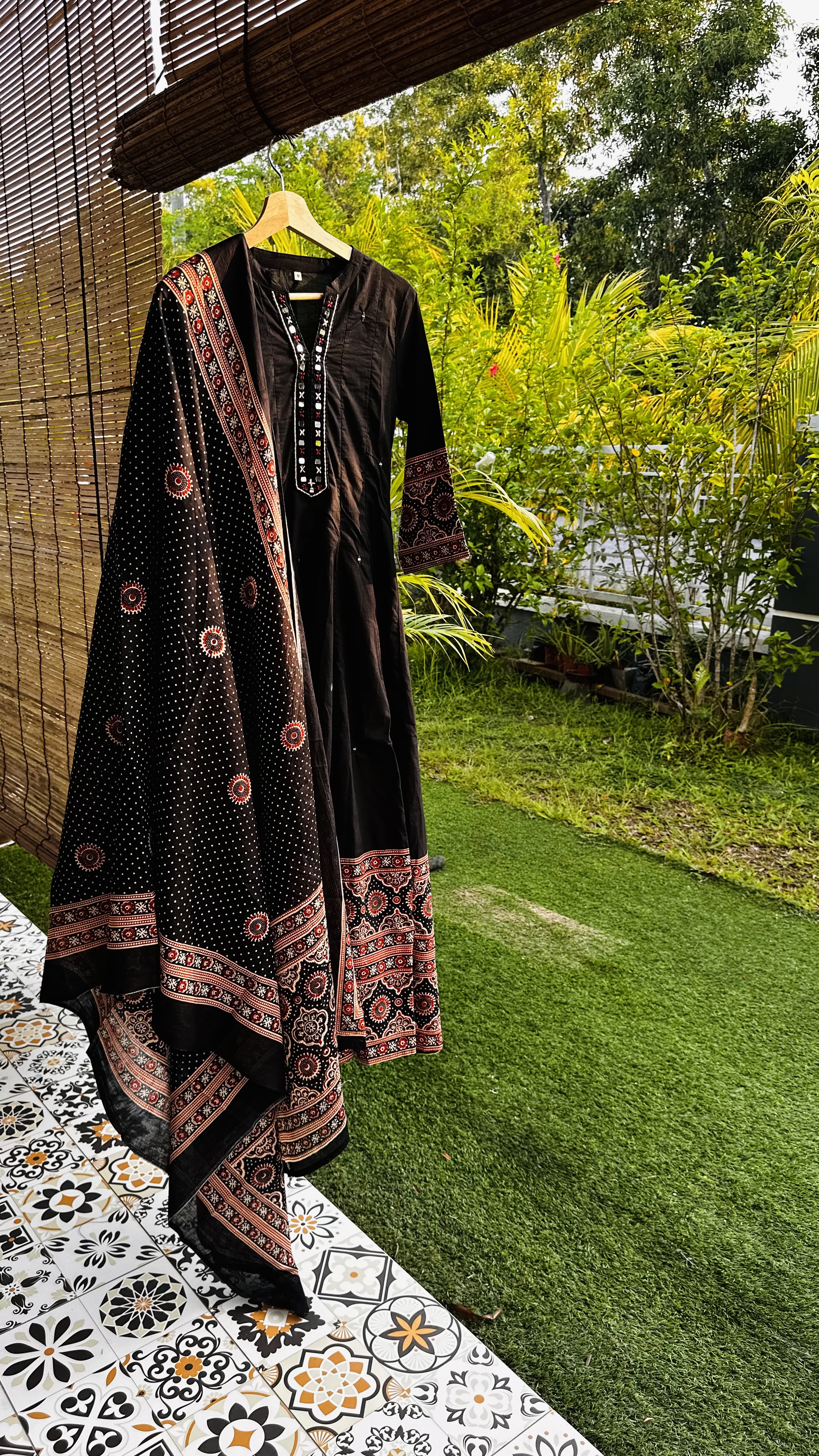 Midnight Black Anarkali Kurta Set with Heavy borders