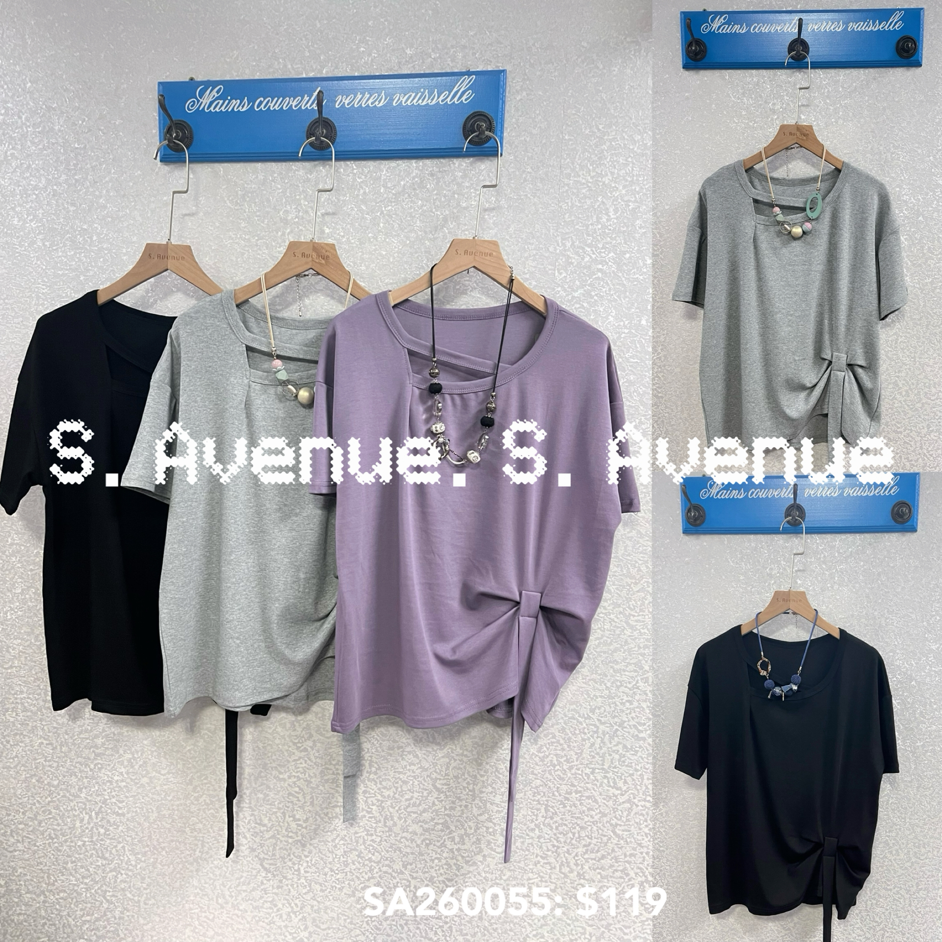 SA260055: 短袖領有帶腳打撍tee