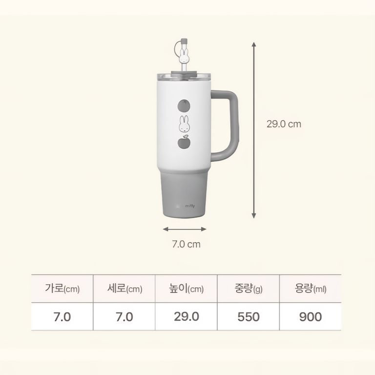新登場 [韓國直送] 韓國Holly's Coffee x Miffy聯乘 Little Picnic系列 保溫杯 (350ml/550ml/900ml)