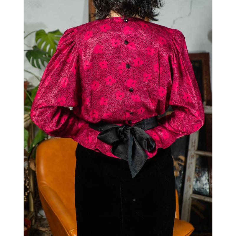 Vintage 1980s Tokyo Style Crimson Panther Velvet Bottom Faux Twin Dress (MT1608-149)