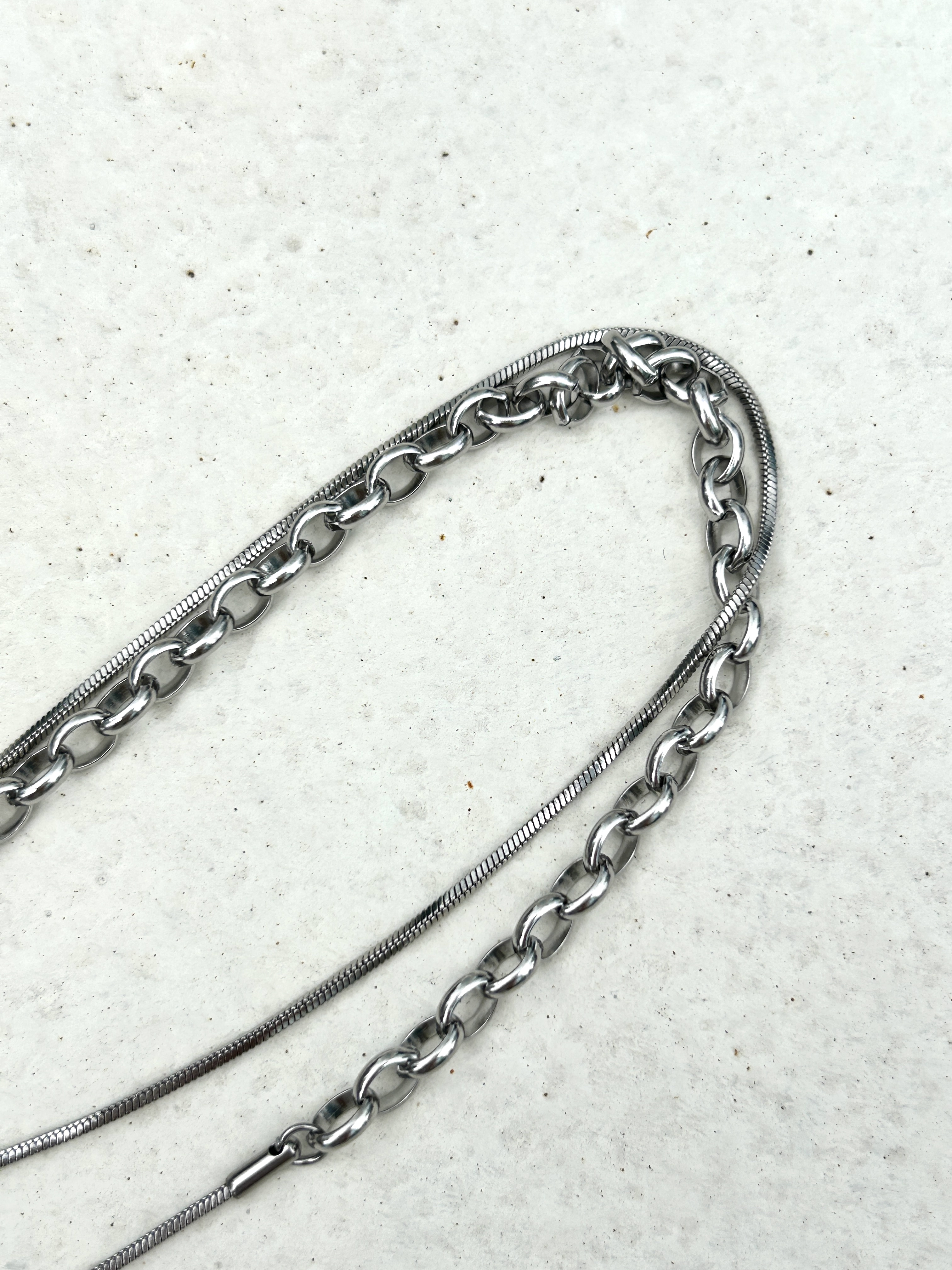 Silver dual chain OT stainless necklace