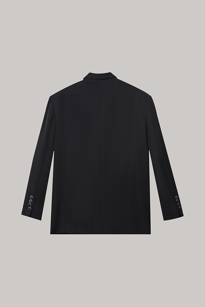 Black Multi-Pocket Tailored Blazer