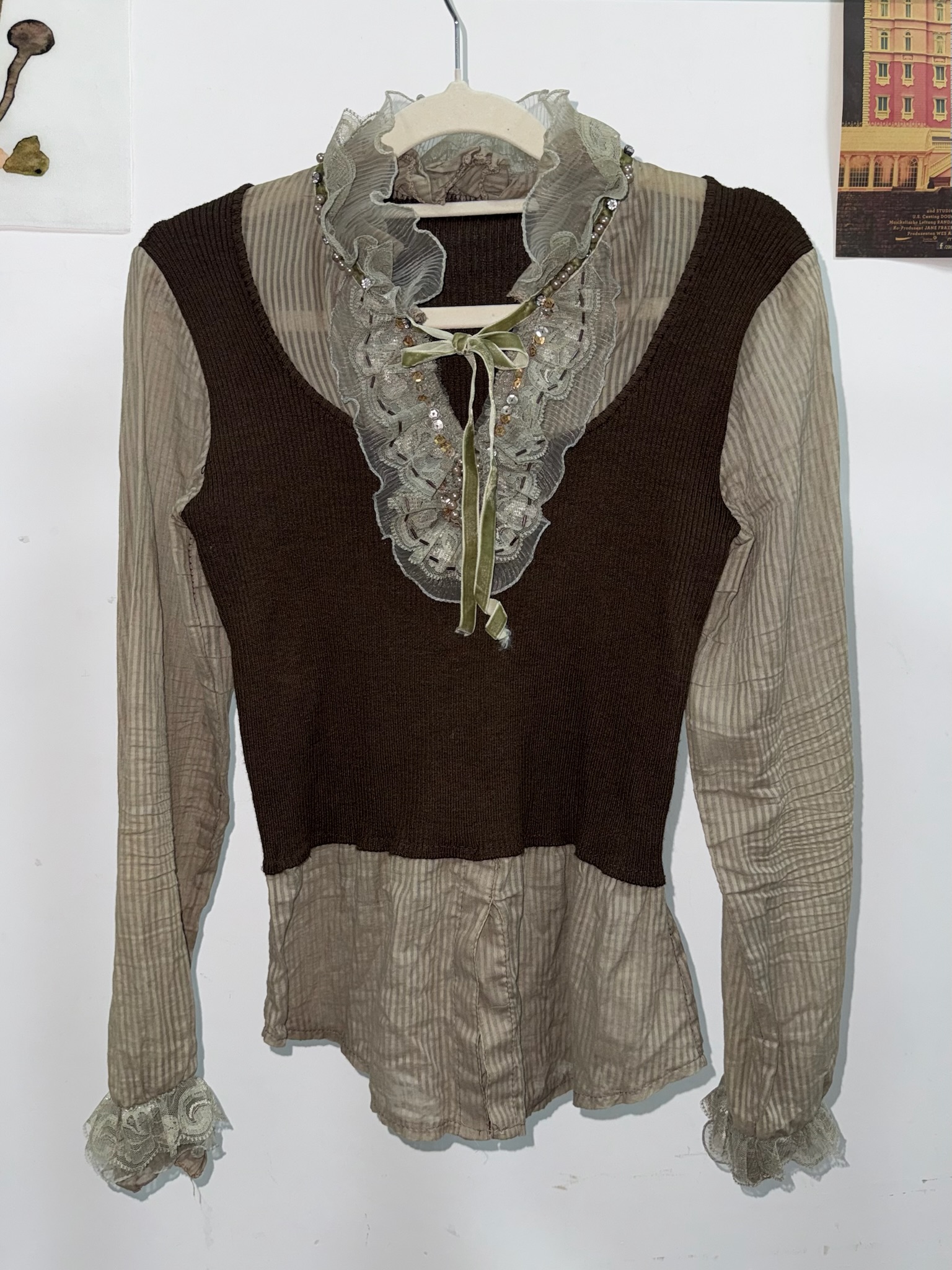 Vintage Fairycore Brown Layered Knit Top