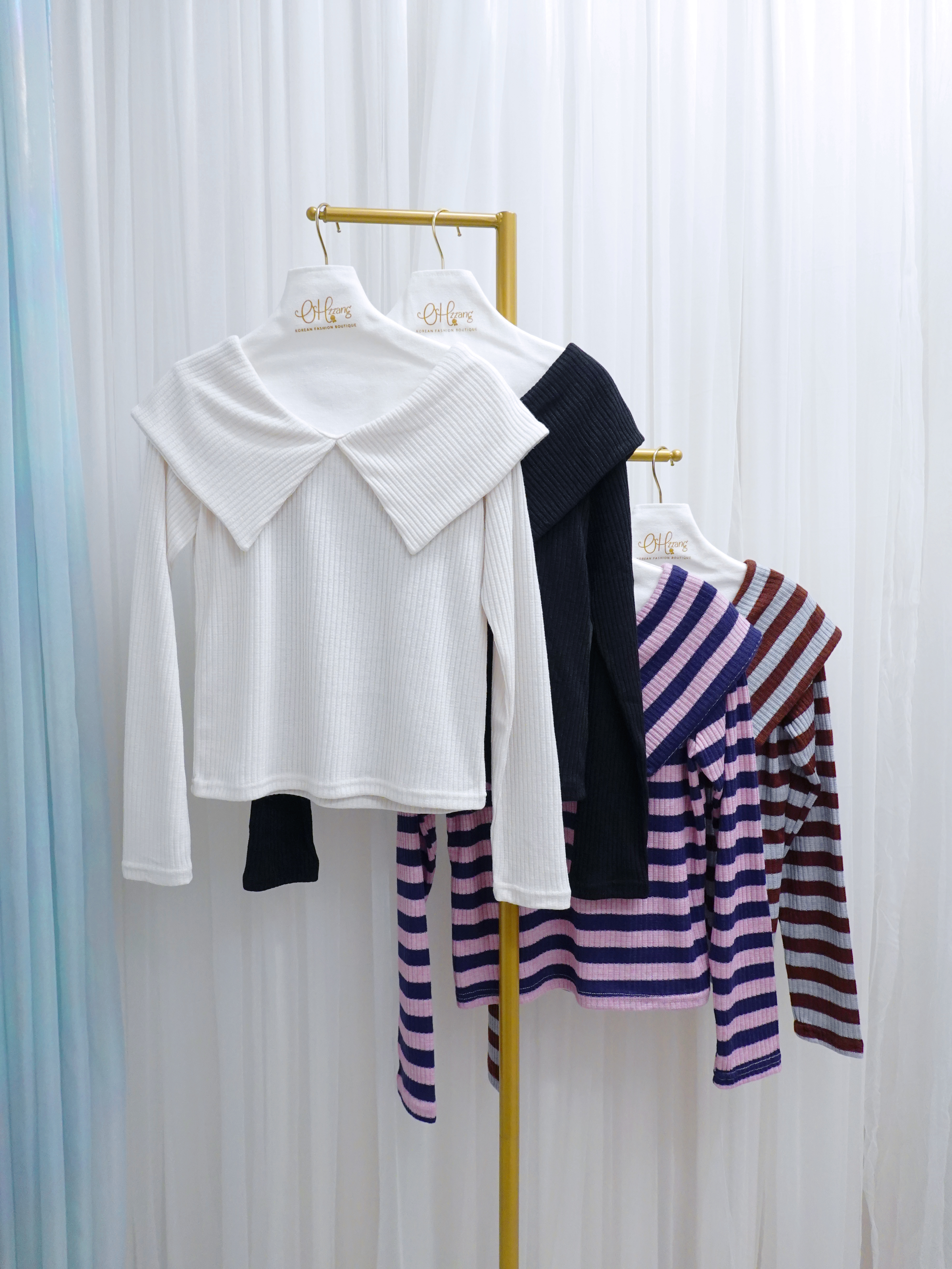 TOP15_09 大V翻領TOP (4色)