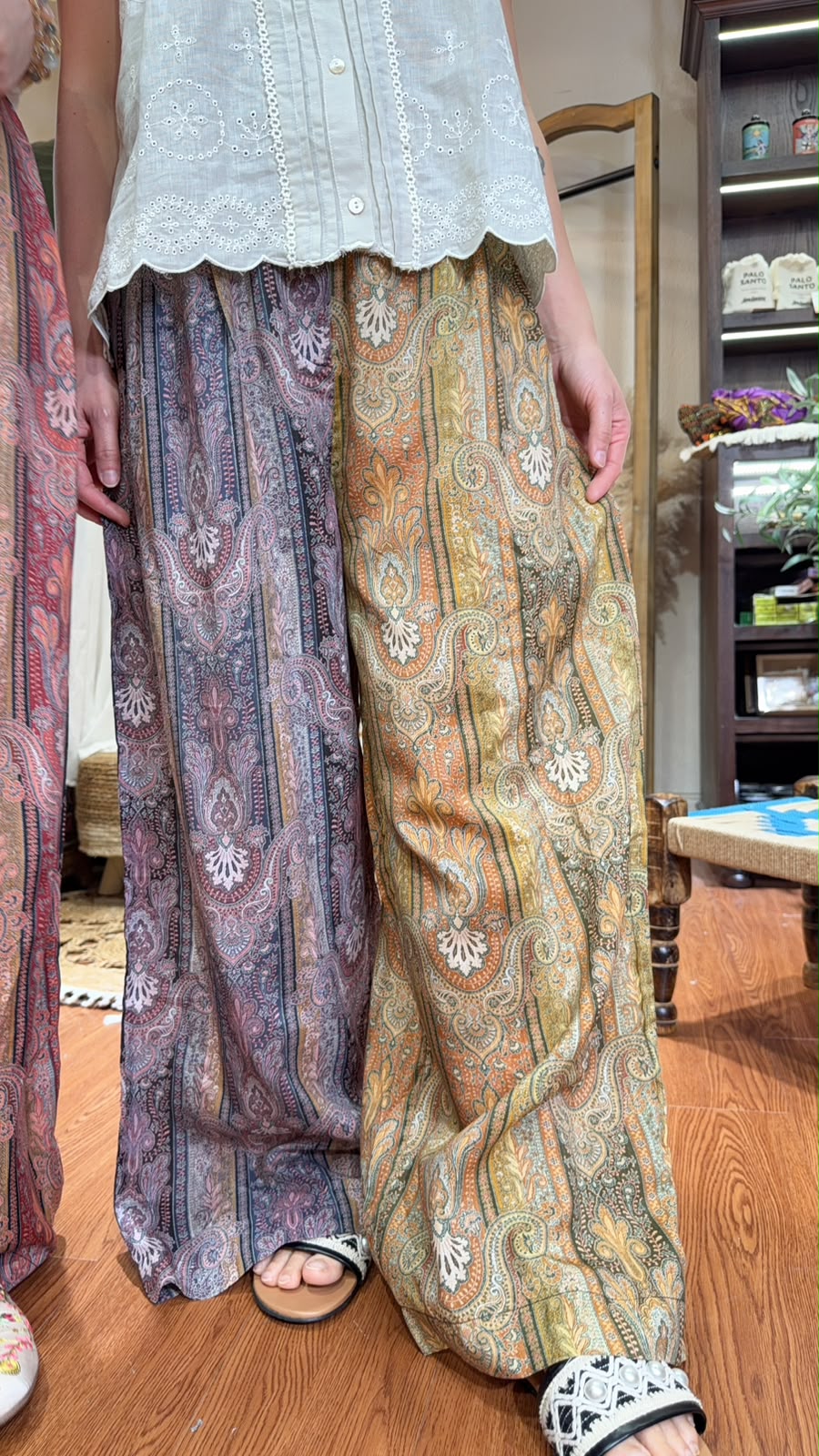 PKT 2657 Yellow and Purple Pattern Chiffon Pants