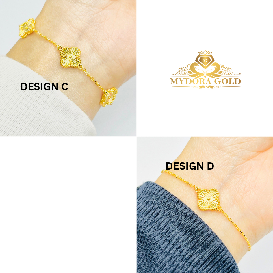 MYDORA Rantai Tangan Sauh Fesyen Clover l EMAS 916/22K