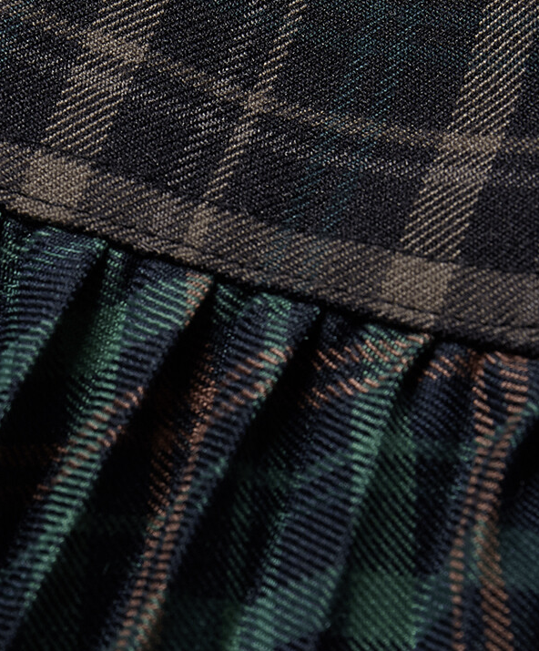 雙格紋交織百褶連身裙 - 2026 流行穿搭  女士連身裙 春秋冬時尚穿搭 成人休閒 日常穿搭 易於配搭 日本直送   #JP-I-260001