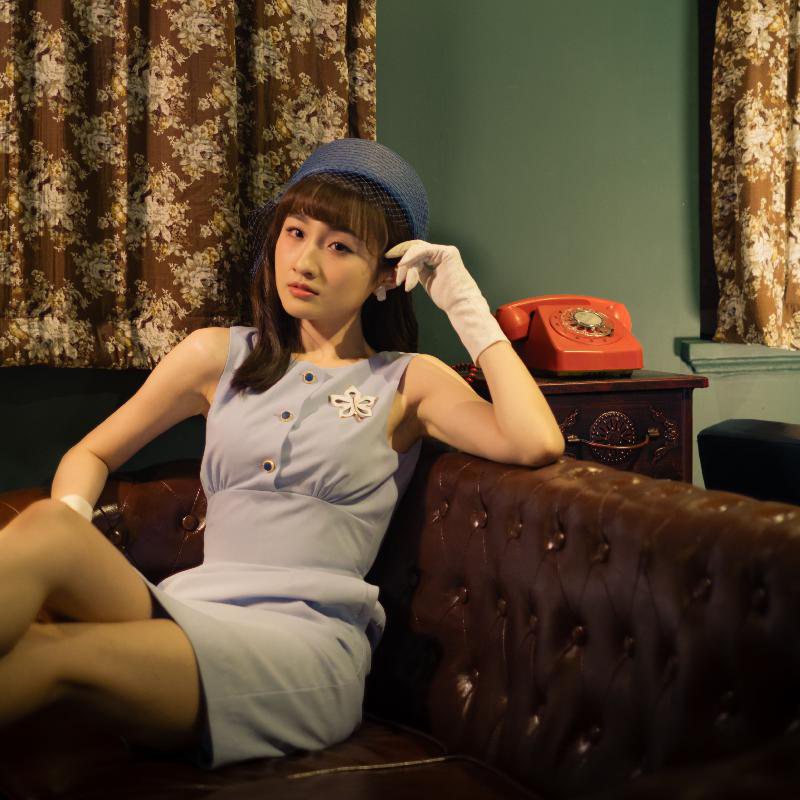 (SOLD) OUT)- 1950s Inspired Sleeveless Worker Dress with Vintage Buttons (FM148)