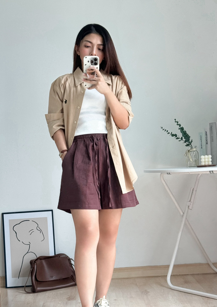 High Waist Cotton Linen Casual Short 韩系高腰棉麻休闲抽绳短裤 （ 5 Colors )