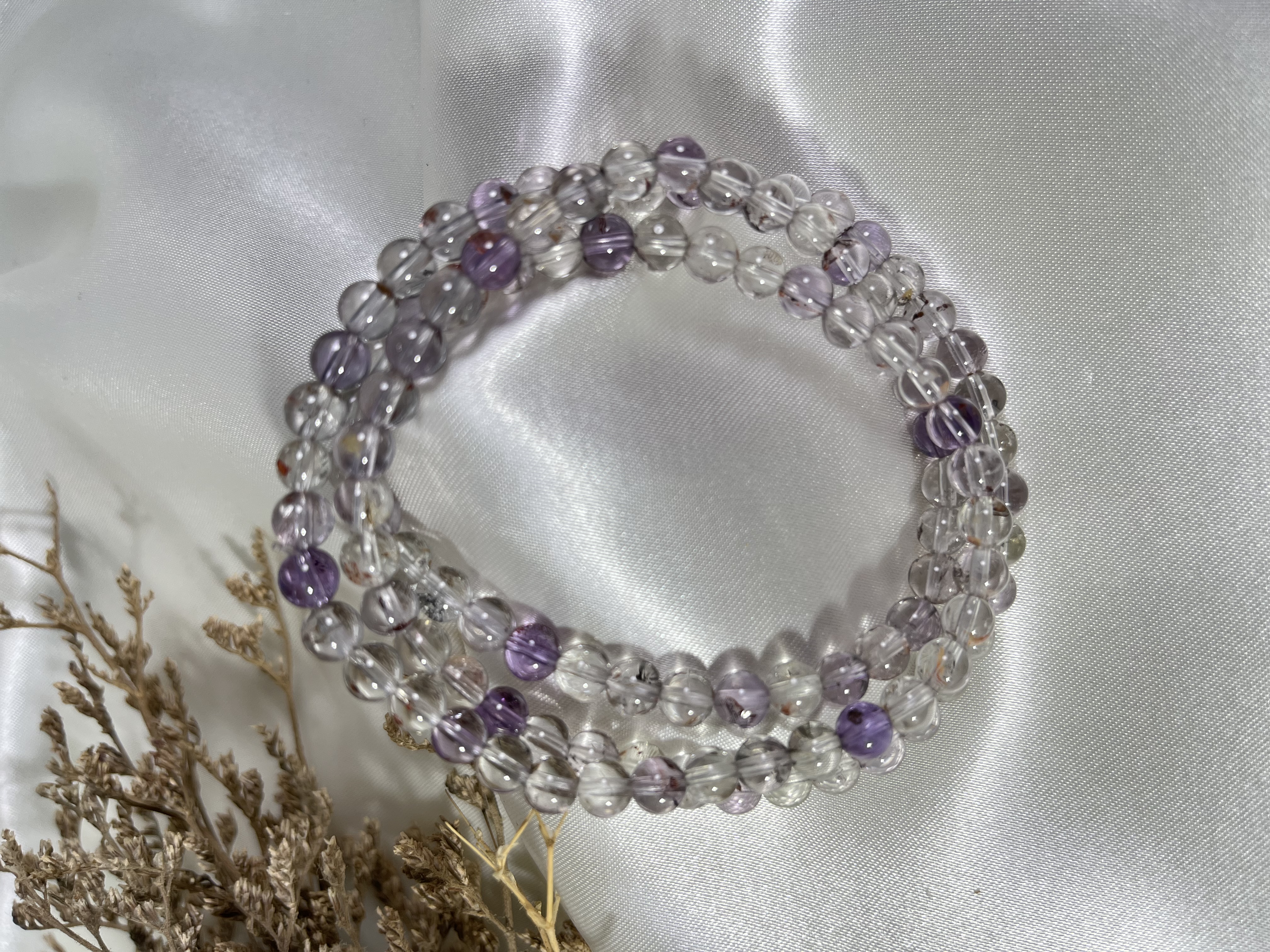 紫骸骨三圈（閃靈鑽與極光共生石）5mm+