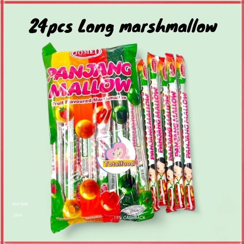24pcs Jomei Panjang Mallow Fruit Flavored Marshmallow long marshmallow