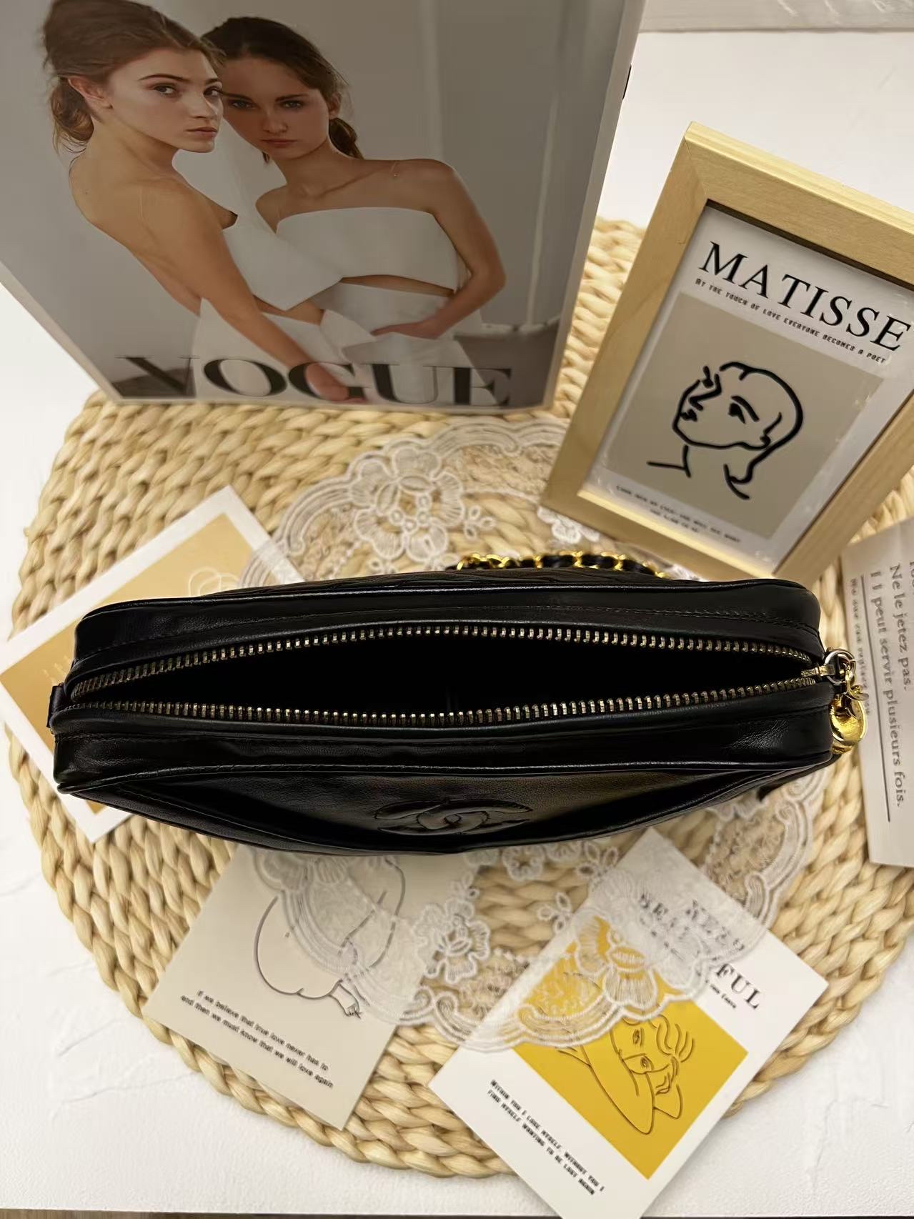 Chanel Vintage Chevron Fringe Camera Bag