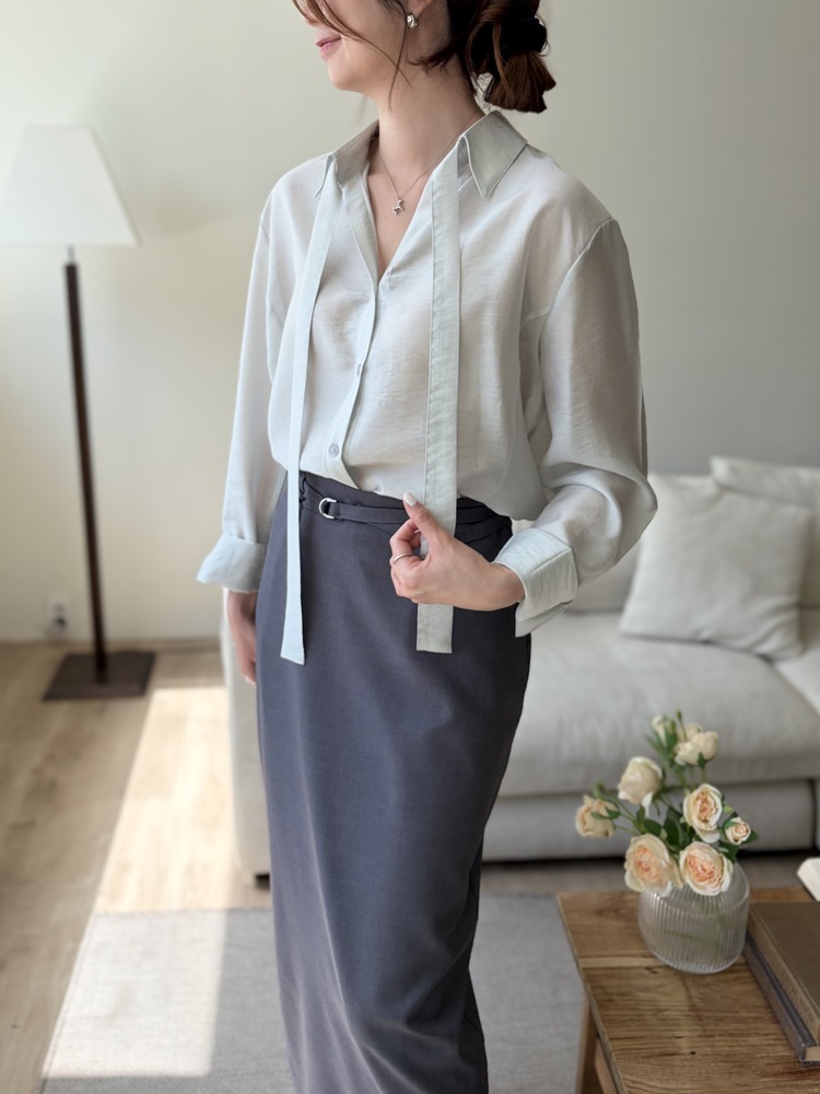 Colette Layered Belted Skirt (Charcoal)