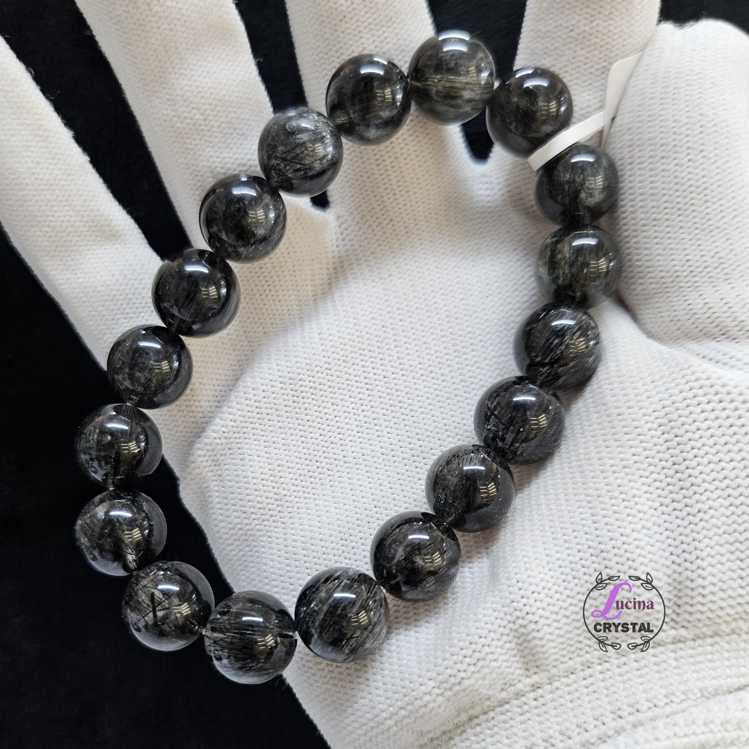 (Co#7214)11.5mm+密髮黑髮晶手串手鏈/Black Rutilated Quartz Bracelet