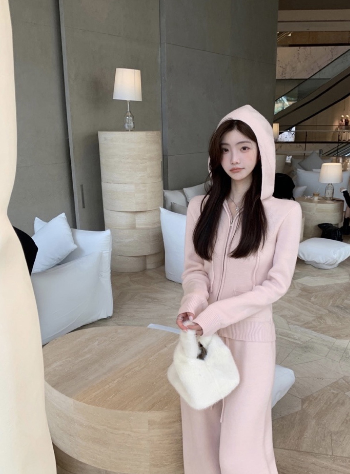 1712 HOODED ZIP-UP KNIT SET 连帽拉链针织套装