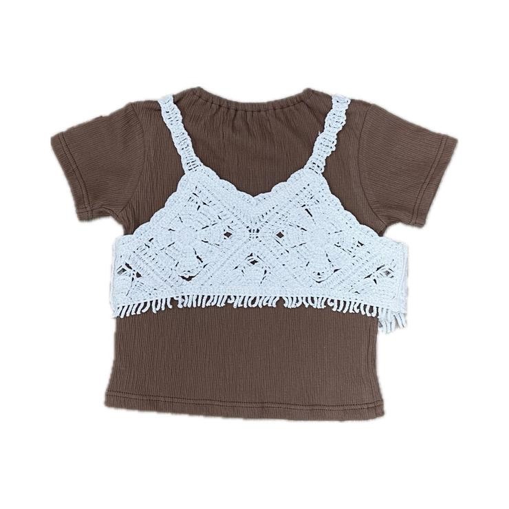 🇯🇵限時預訂 日本直送🇯🇵nayun兩色鉤針編織吊帶疊穿短袖上衣