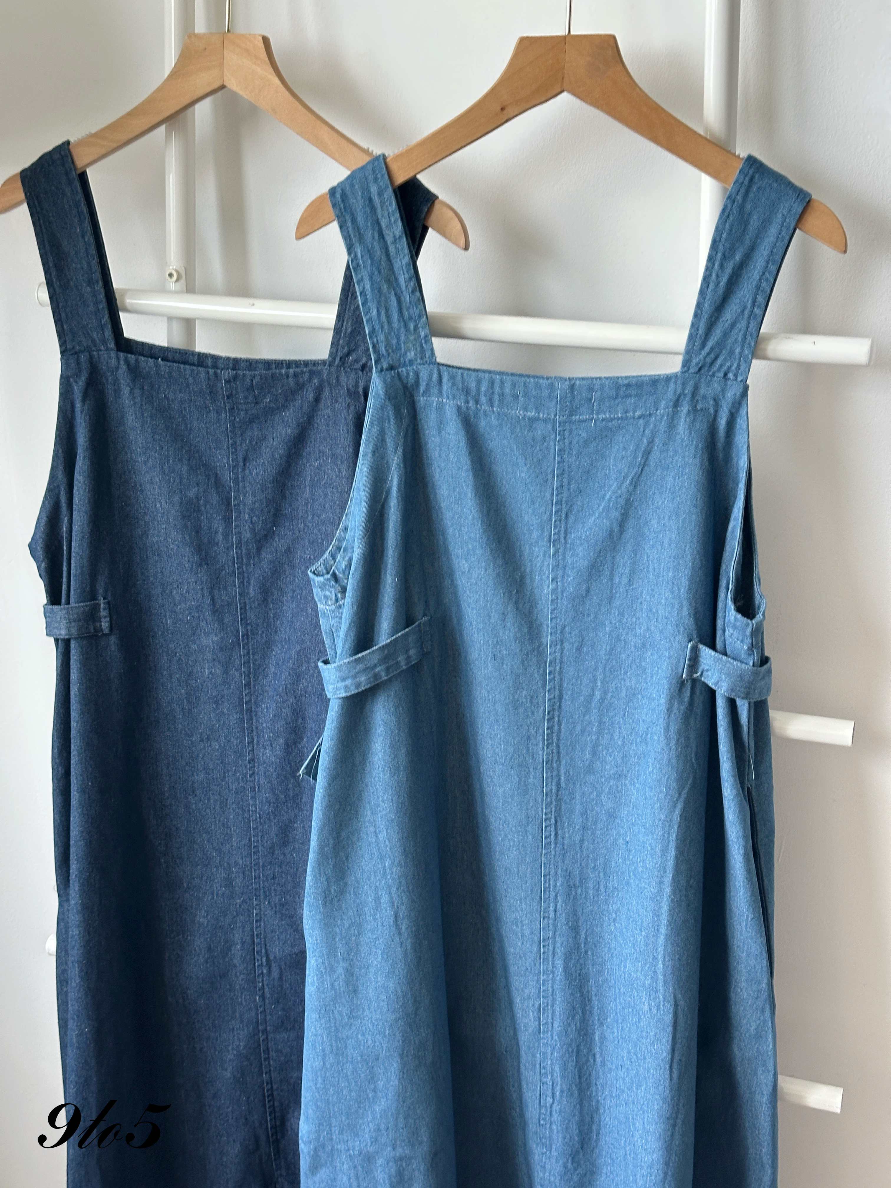 D2366 Sleeveless Denim Overall Dress - D.Blue & L.Blue
