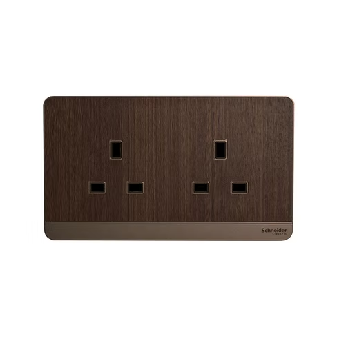 施耐德 AvatarOn 胡桃木 13A孖蘇 插座