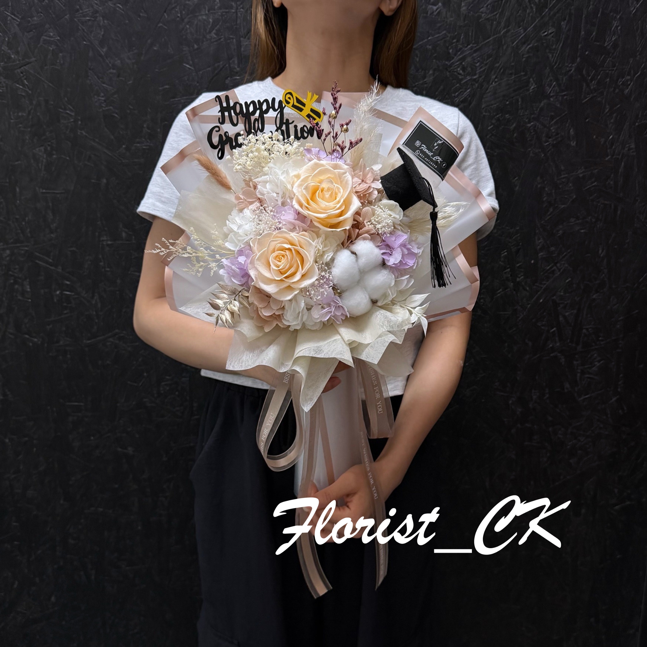 Champagne Bliss｜畢業之選｜永生玫瑰木棉花束 (預訂款)