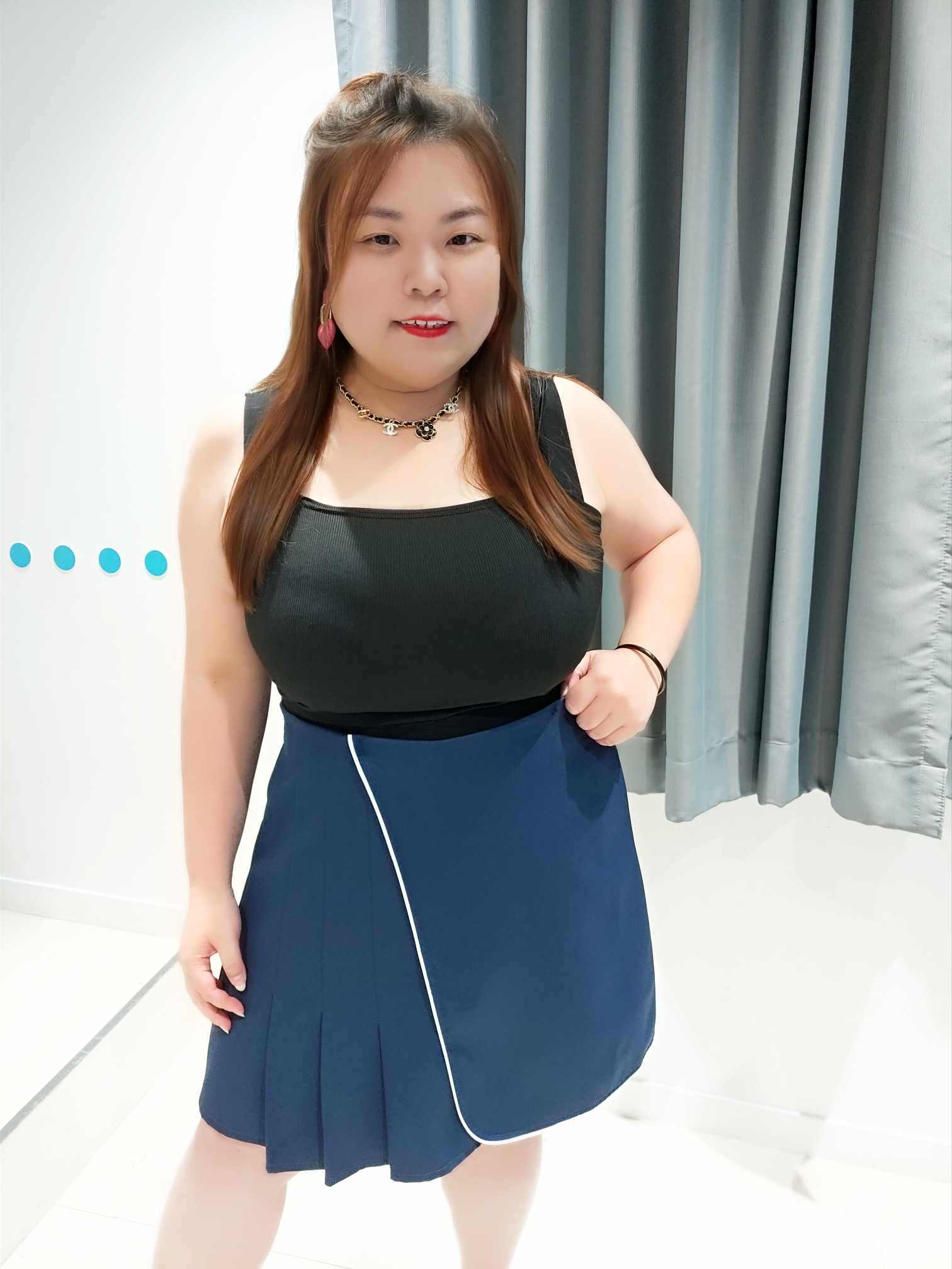 DSE04 小拼百褶设计裤裙