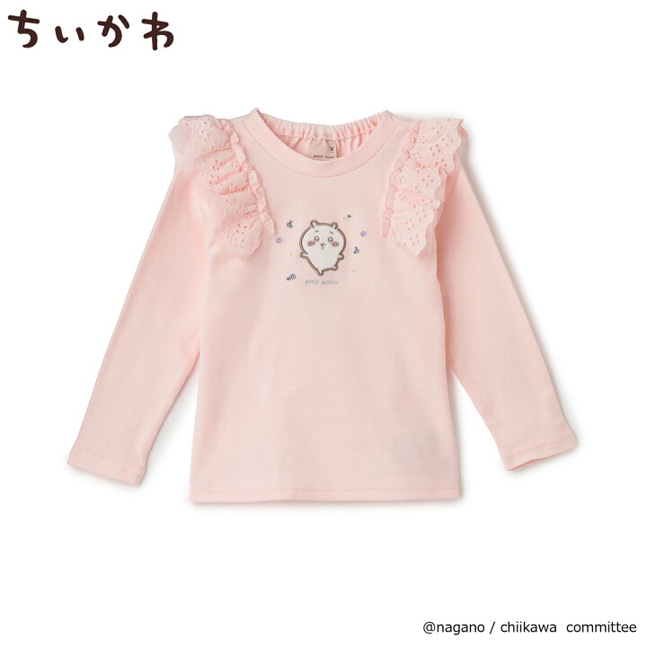 🇯🇵預訂 日本直送🇯🇵 Petit Main x Chiikawa系列三色人物刺繡貼花蕾絲花邊長袖上衣