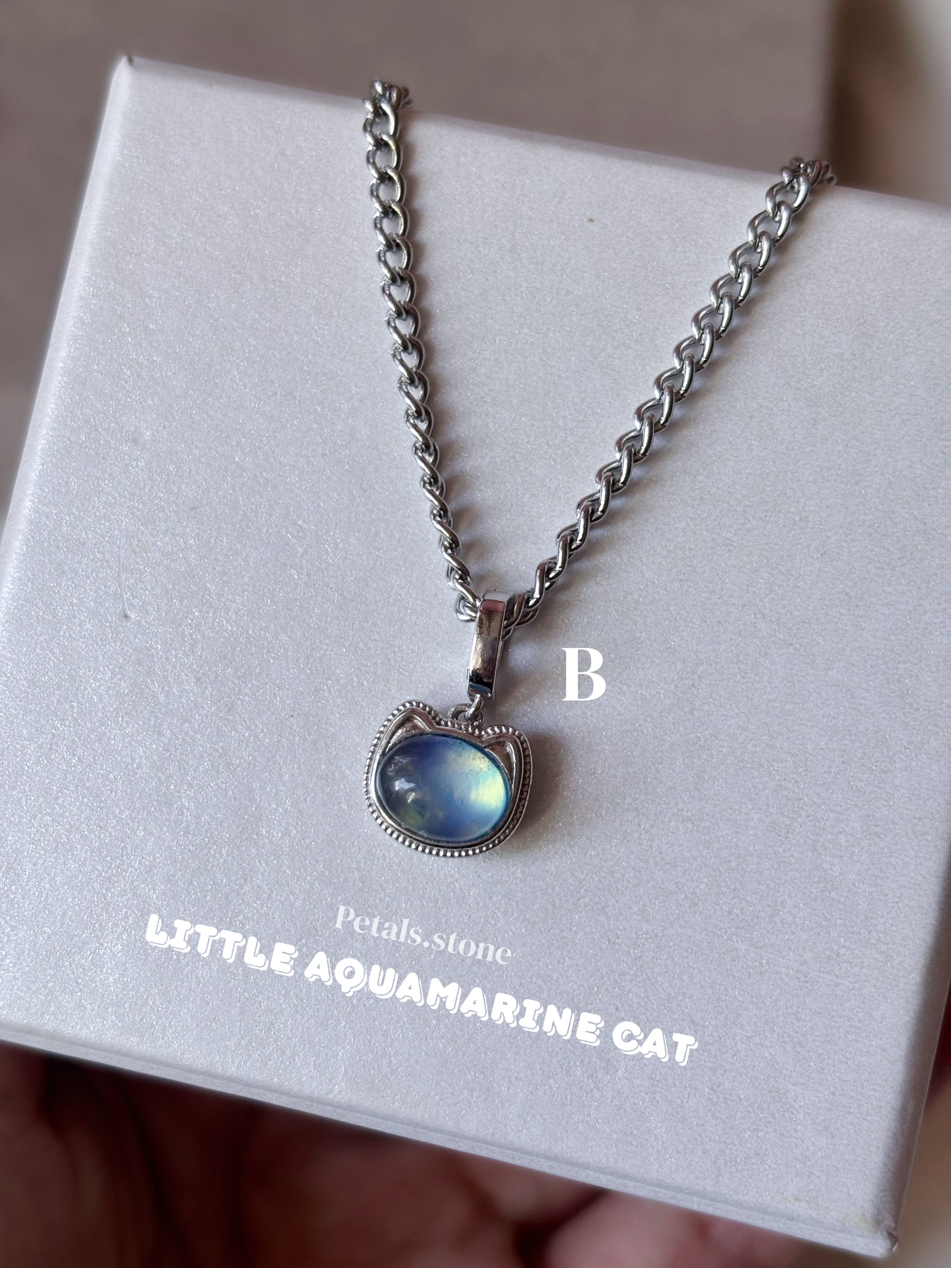 Little Aquamarine Cat | 海藍寶貓貓頸鏈 🐈🩵