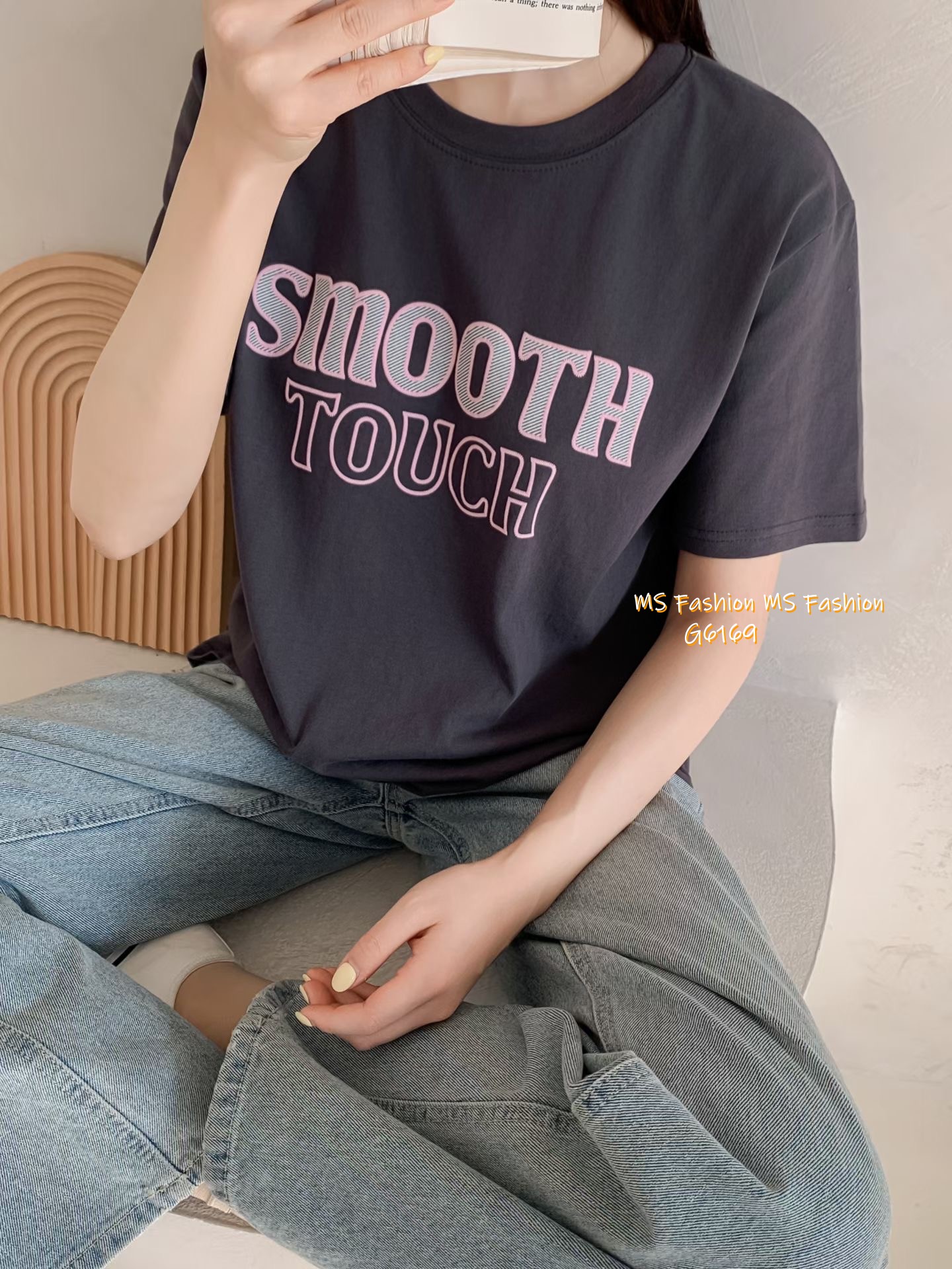 G6169 韓國🇰🇷拼色條紋字母top