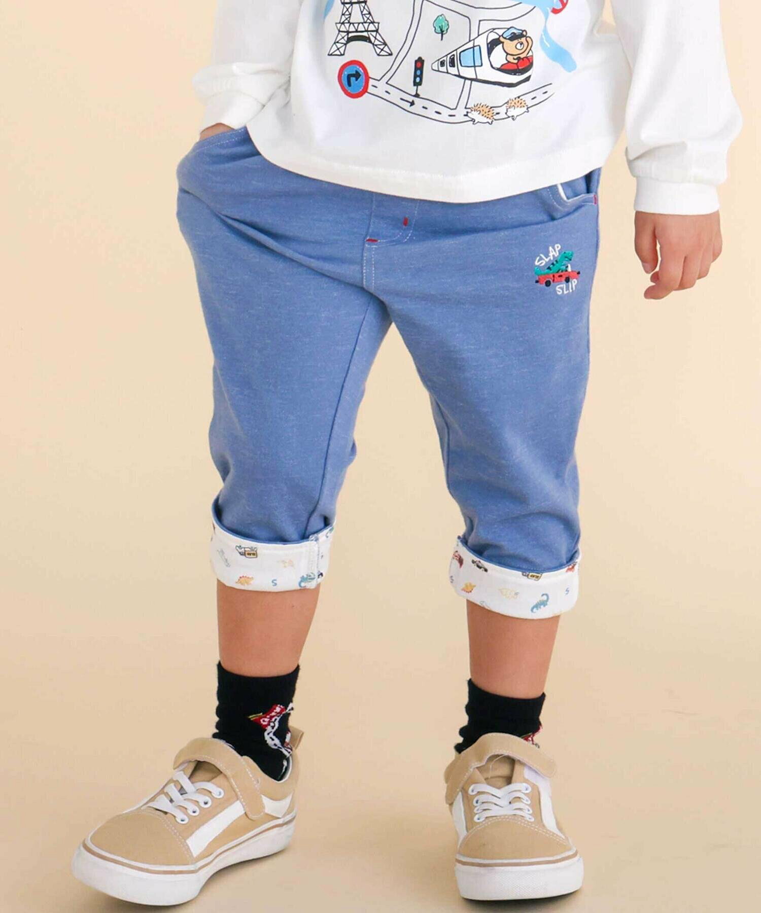 🆕【⭐訂購⭐】 🇯🇵日本直送🌀恐龍/汽車/太空圖案 捲褲腳 彈性七分褲［3款選］🌀[ELBA-0198][260308]