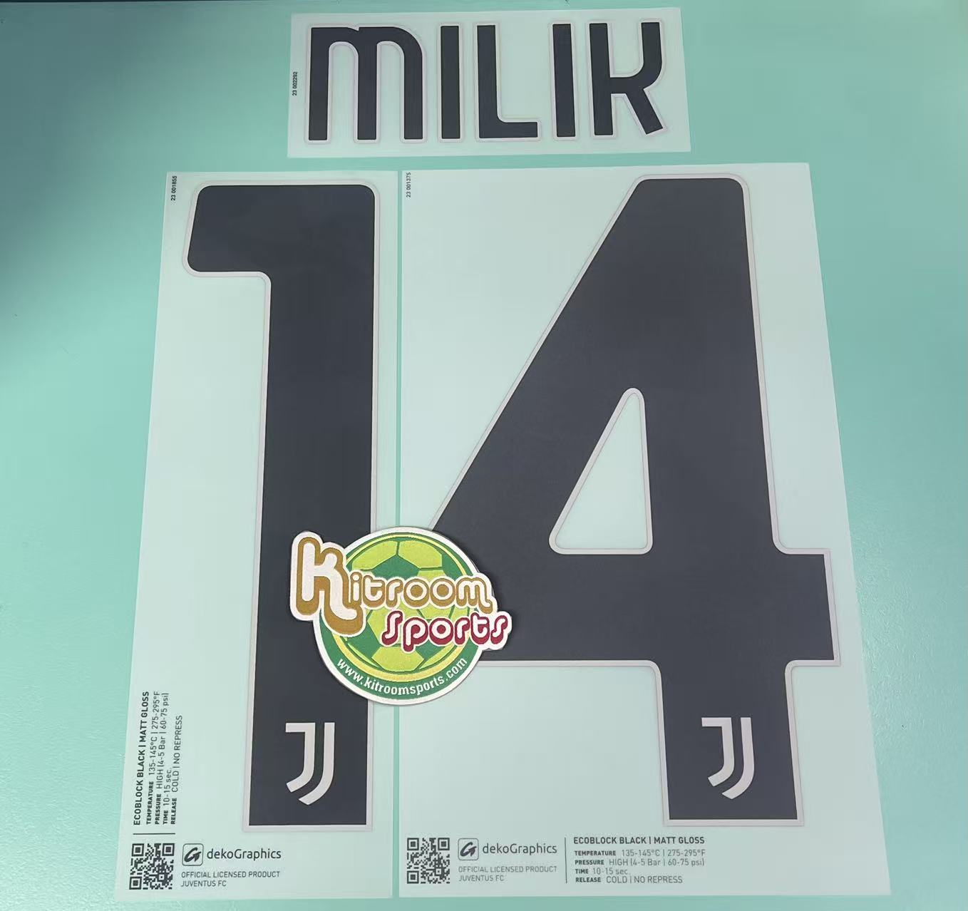 2023-24 Juventus Away Nameset #14 MILIK