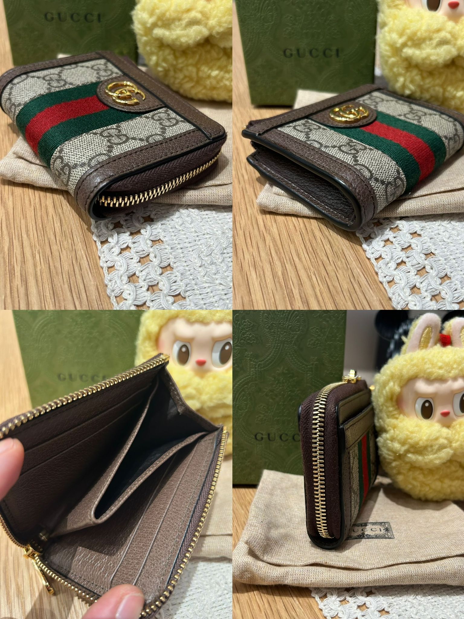 Gucci Ophidia GG Supreme Tri-Fold Wallet 100%Authentic, 99%New ✅Box