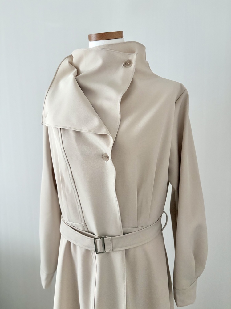Classic Flared Trench Dress (Ivory)