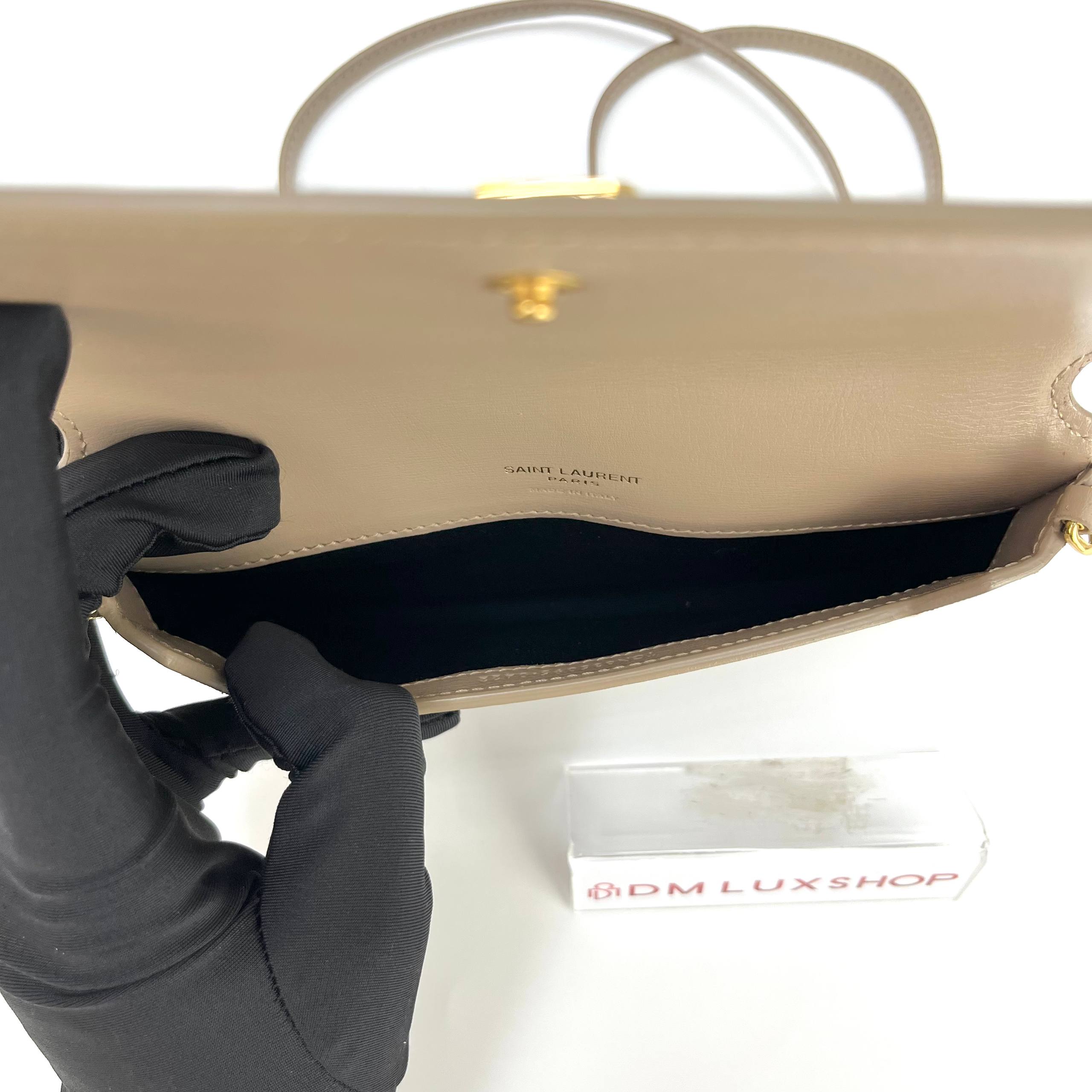 YSL Cassandre Beige Phone Holder Crossbody GHW