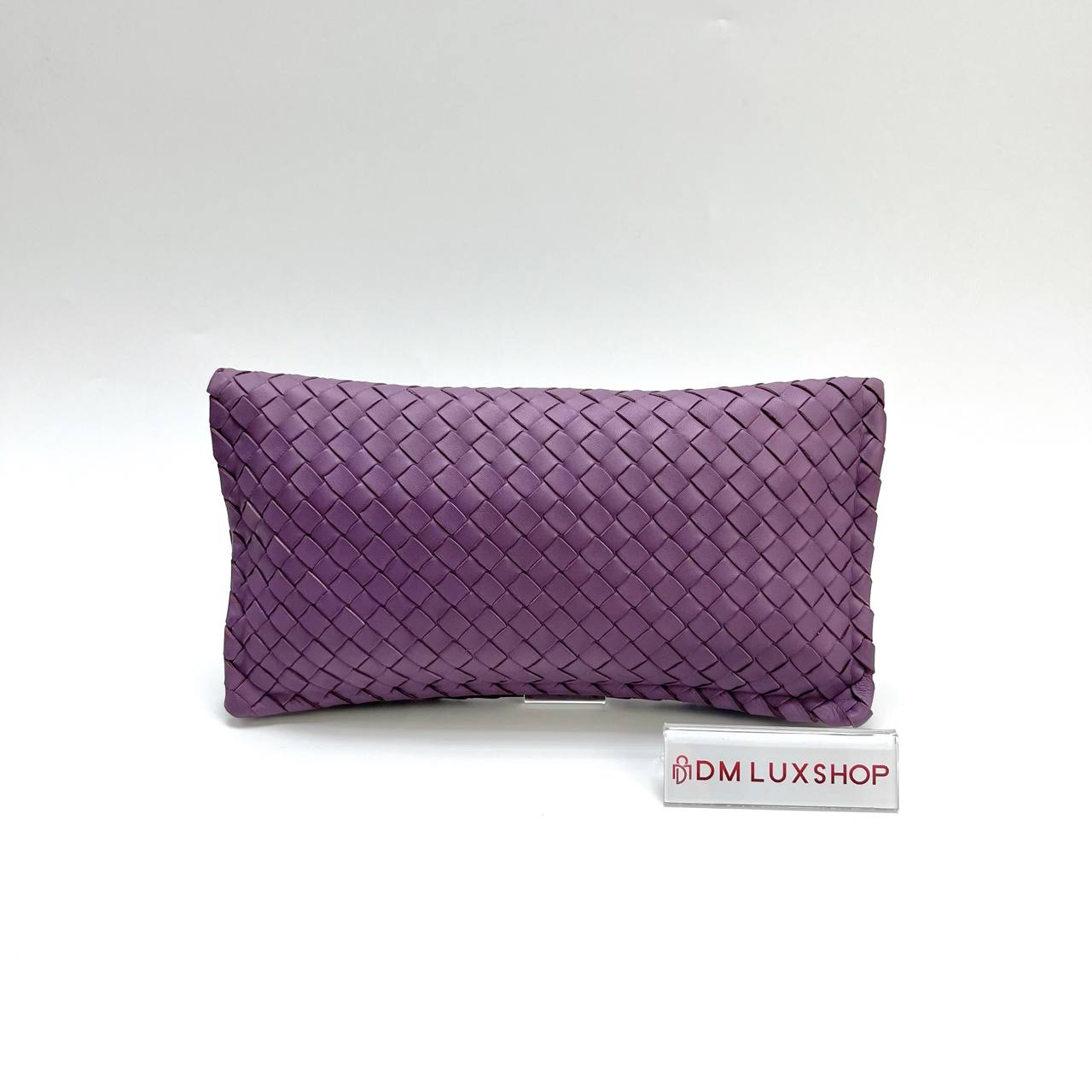 BV Intrecciato Turn Lock Clutch Purple