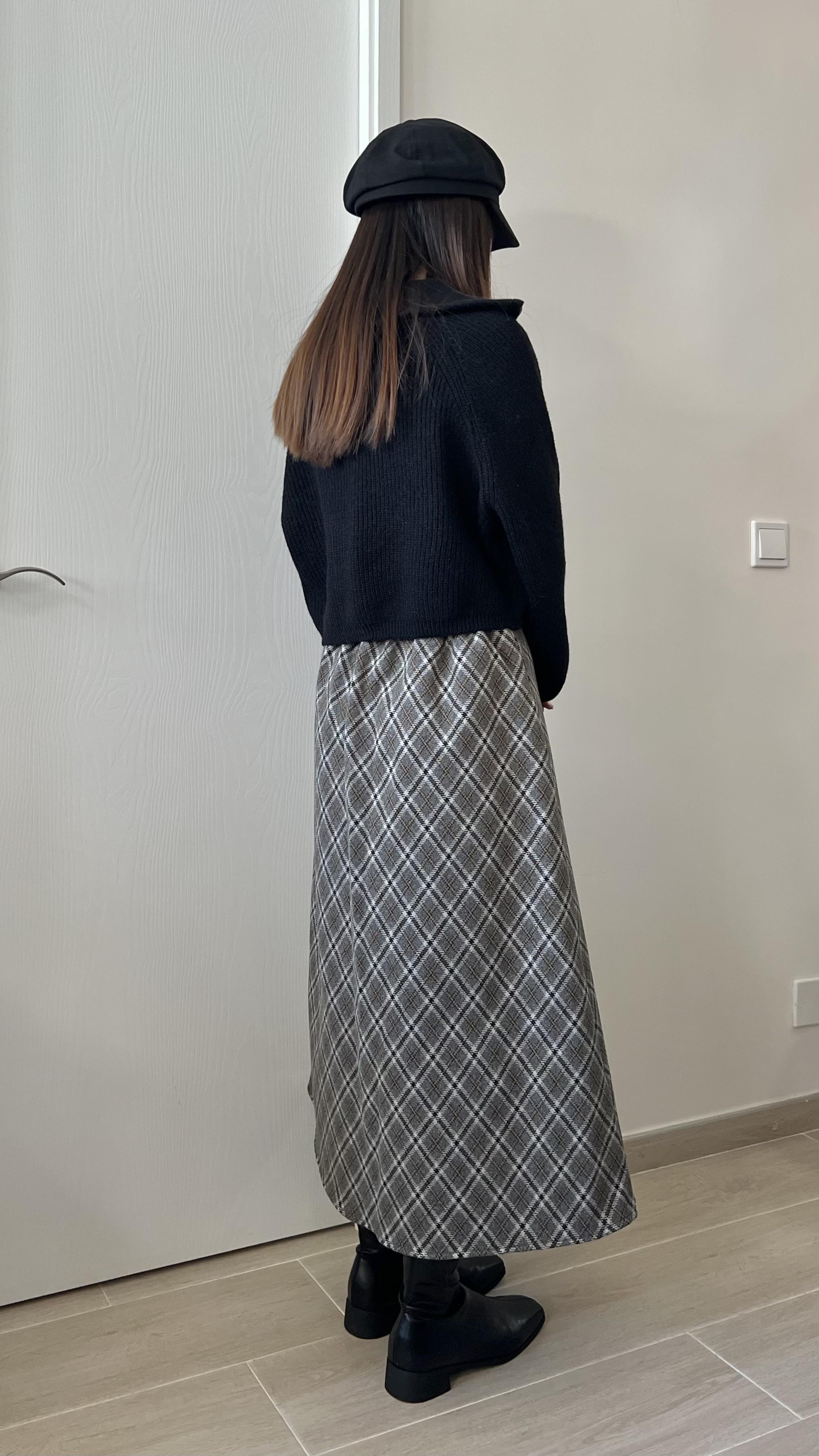 高質秋冬菱形格紋長裙 現貨