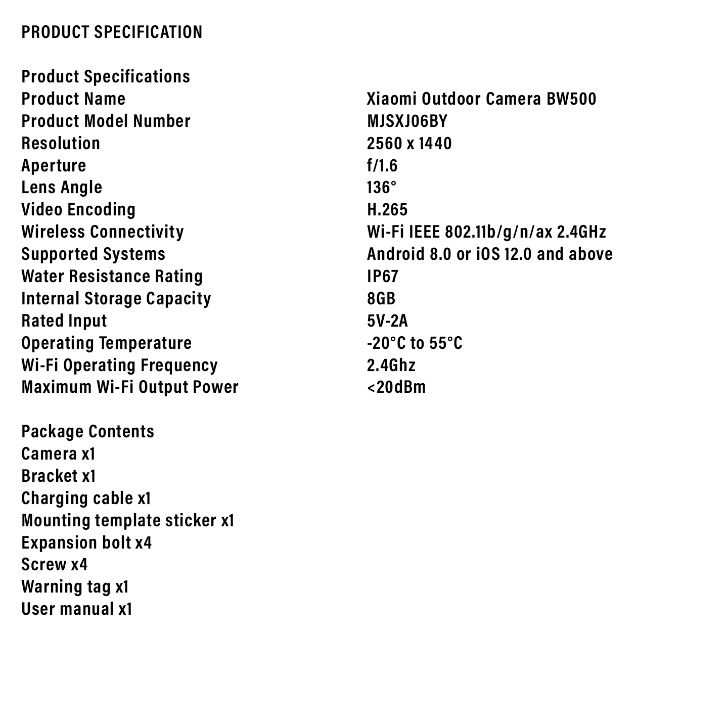 Xiaomi BW500 AI Outdoor Camera Long Battery Life (BHR8301GL)