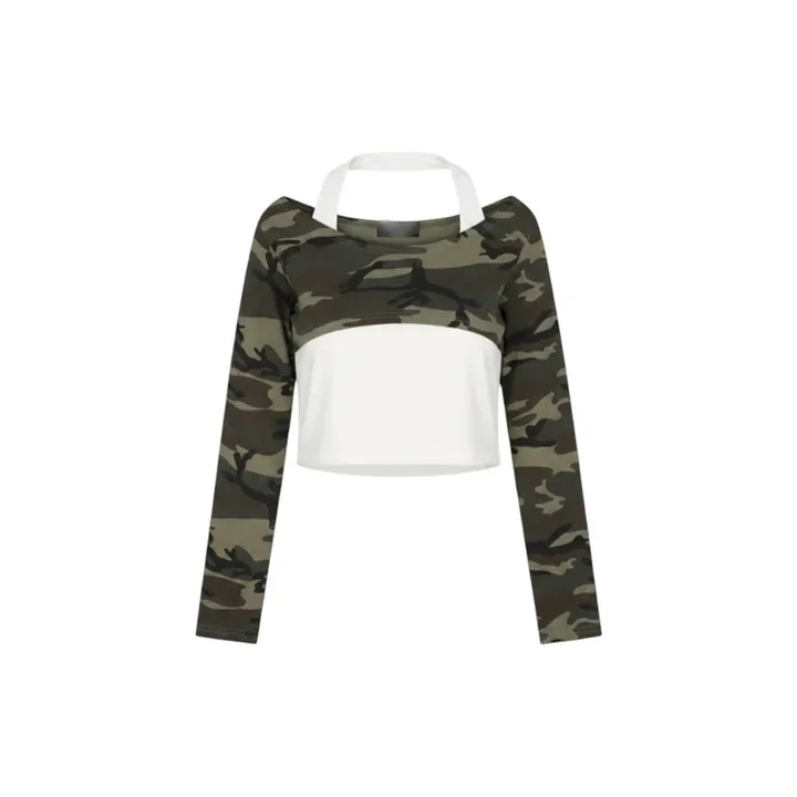 Camo Halterneck Layered Crop