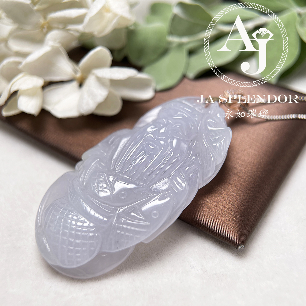 JNS-245 天然翡翠A 冰潤白翡豐收年年有餘招財財神