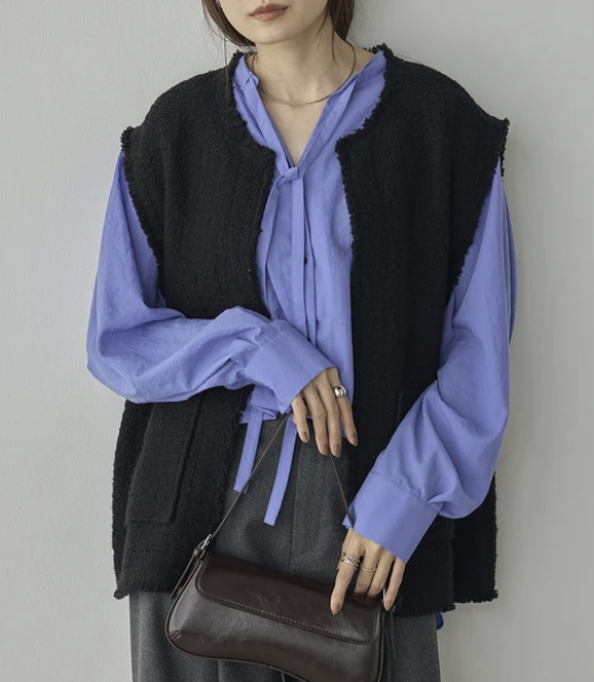 斜紋粗花呢背心  - 2026 流行穿搭  背心外套 秋冬時尚穿搭 柔軟舒適 優雅日常 易於配搭 日本直送   #JP-I-260050